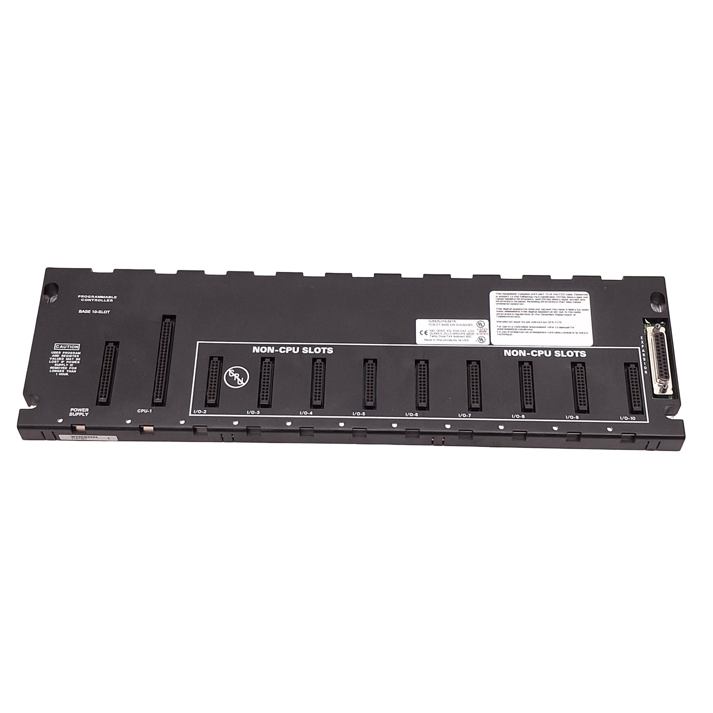 Used GE Fanuc IC693CHS391K Series 90-30 PLC Base Rack, 1x CPU 9x I/O Slots, EMI