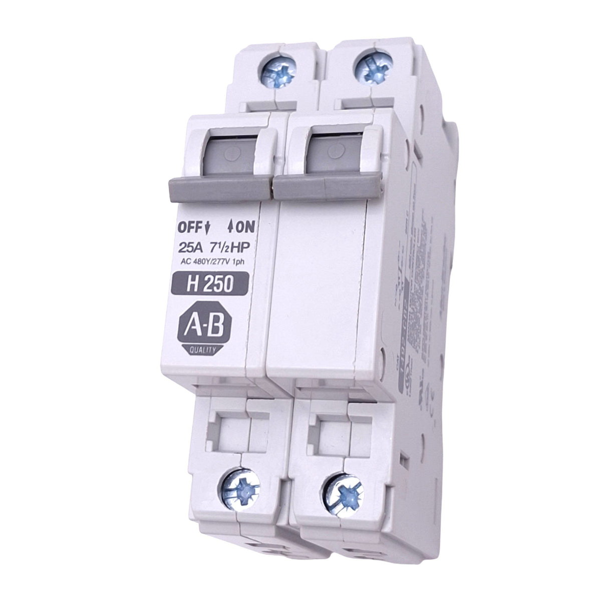 Used Allen Bradley 1492-CB2H250 Circuit Breaker, 2-Pole, 25A 7.5hp, 480Y/277VAC Max