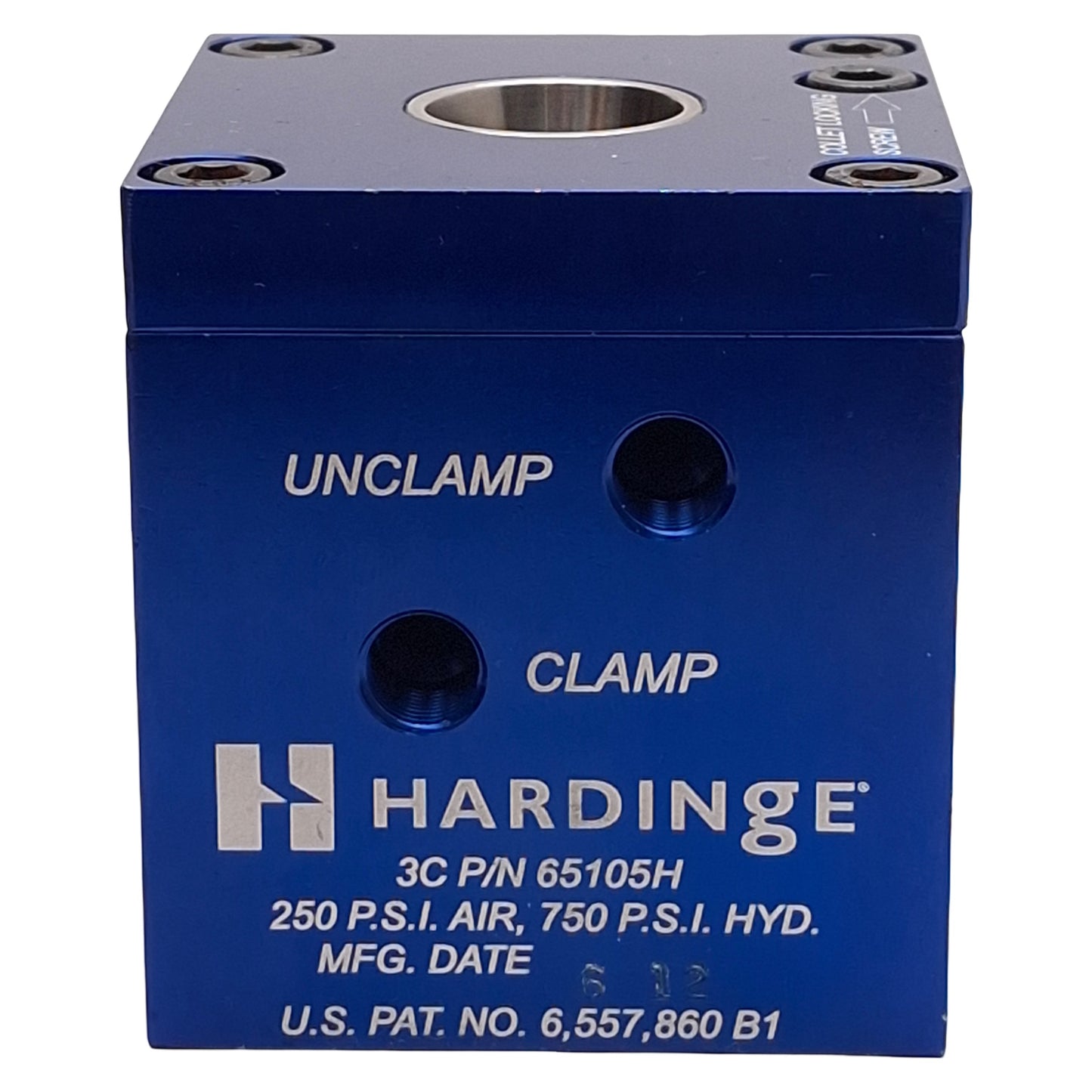 Used Hardinge 65105H 3C Dead-Length Collet Block, 250psi Air, 750psi Hyd, 1/8in NPT