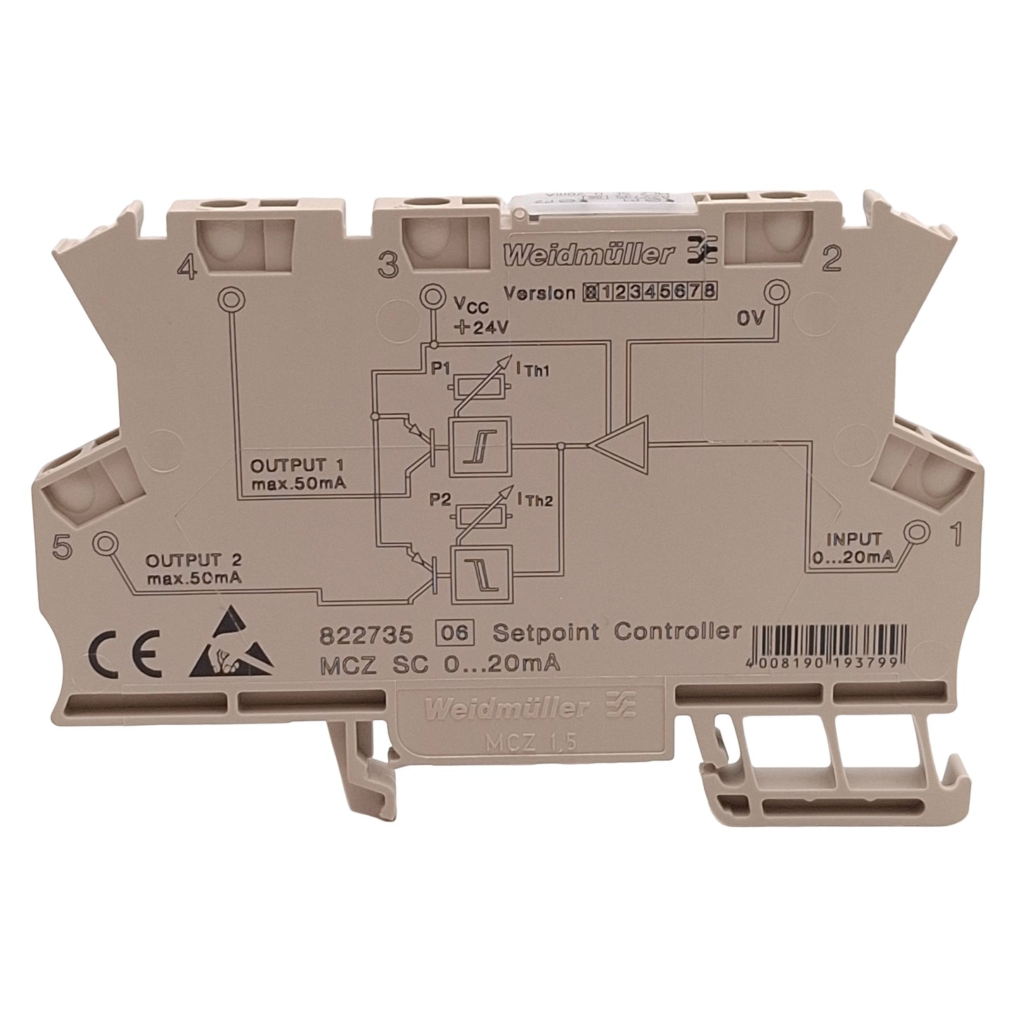 New Weidmuller 8227350000 MCZ SC Limit Value Monitoring Terminal Block 0-20mA, 24VDC