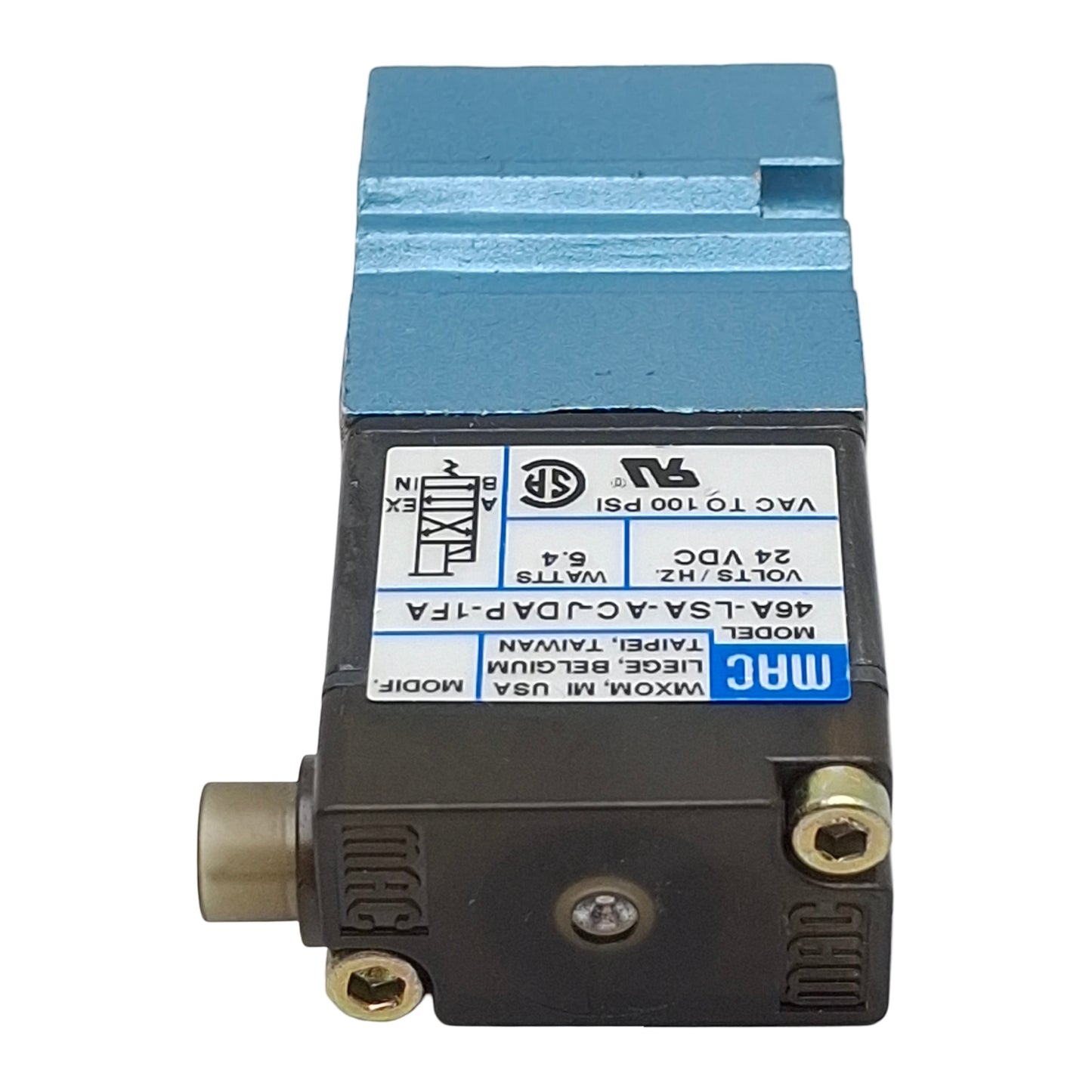 Used Mac 46A-LSA-AC-JDAP-1FA Solenoid Valve, 4/2-Way, Vac~100psi, 24VDC Coil