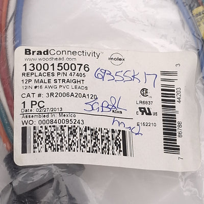 New Brad Connectivity 1300150076 Mini-Change Receptacle 12P, 5A 600VAC/DC, 1/2in NPT