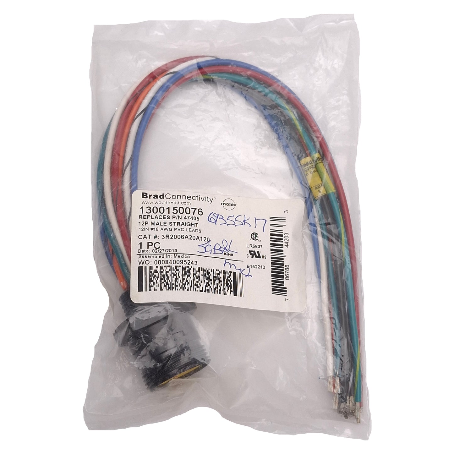 New Brad Connectivity 1300150076 Mini-Change Receptacle 12P, 5A 600VAC/DC, 1/2in NPT