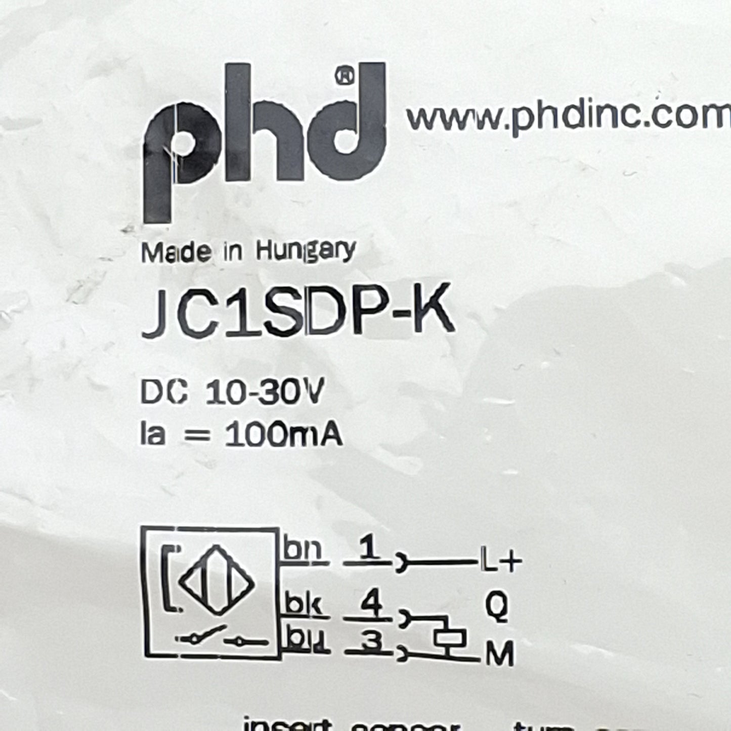 New PHD JC1SDP-K Solid-State Magnetic Switch, PNP, 10-30VDC 100mA, 3-Pin M8 Male