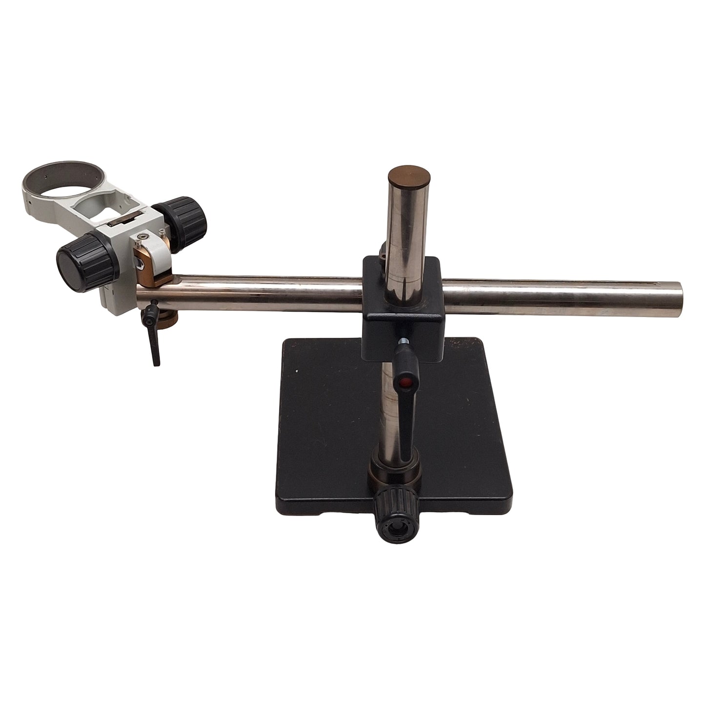 Used Stereo Microscope Stand w/ Focus Block, ø3in ID Ring, 21.5in Arm, 15in Column