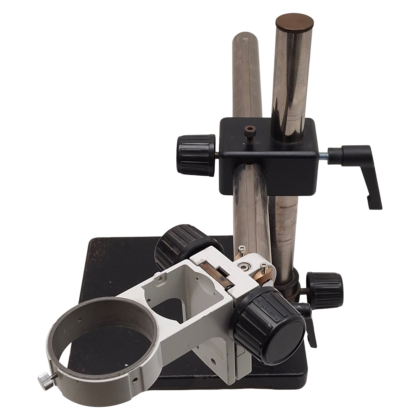 Used Stereo Microscope Stand w/ Focus Block, ø3in ID Ring, 21.5in Arm, 15in Column