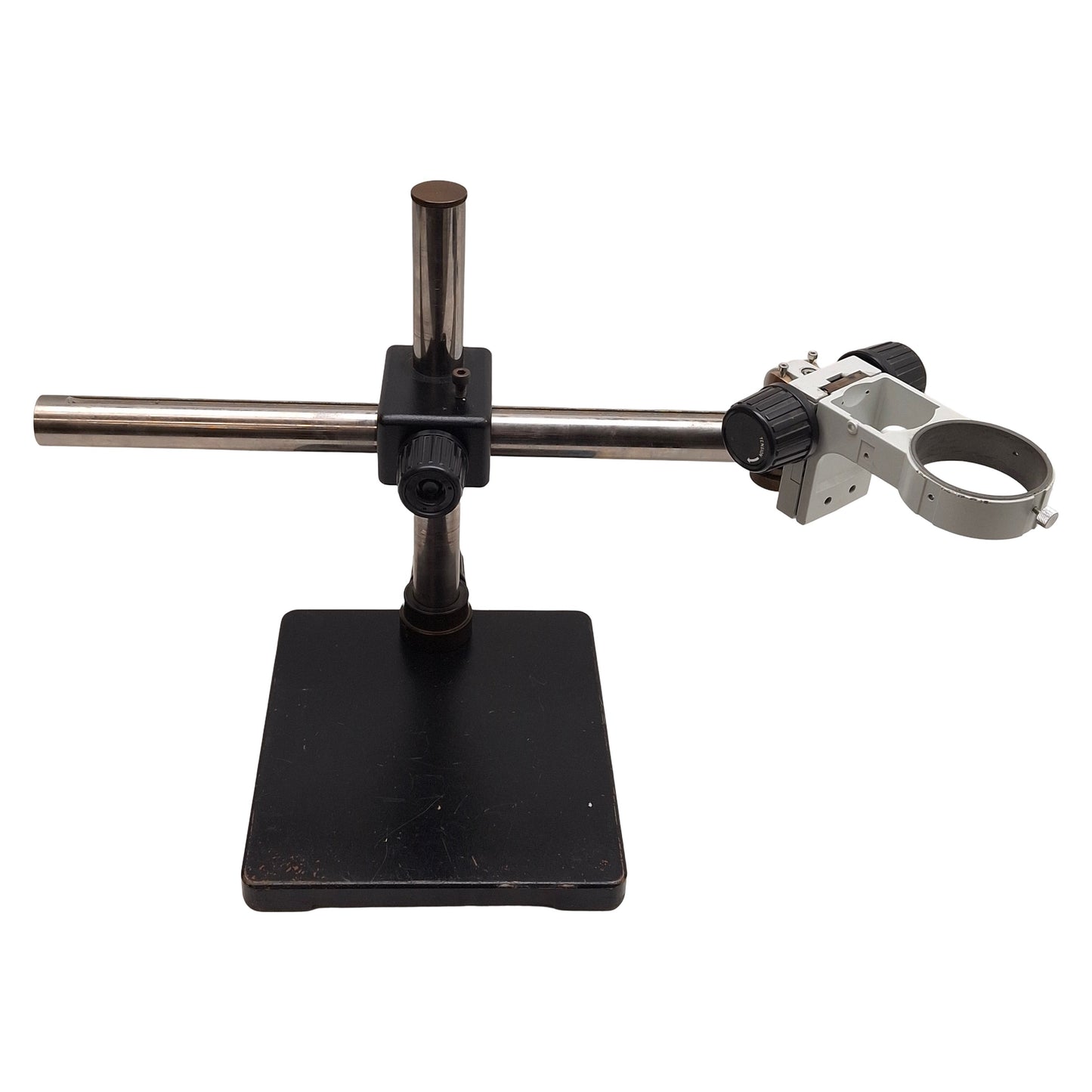 Used Stereo Microscope Stand w/ Focus Block, ø3in ID Ring, 21.5in Arm, 15in Column