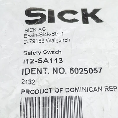 New SICK i12-SA113 Door Interlock Safety Switch, 1NC-1NO, 240VAC 3A, 6N Force, M16