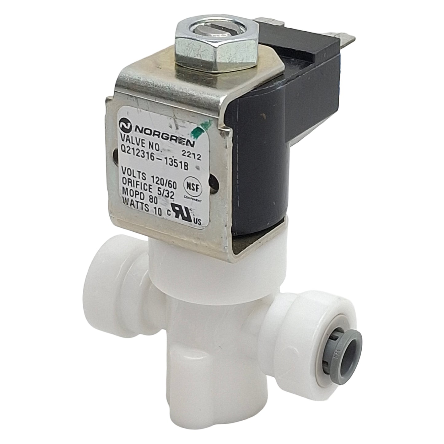 Used Norgren Q212316-1351B-120-60 Solenoid Valve, 2/2-Way, NC, 1/4in PIF, 120VAC Coil