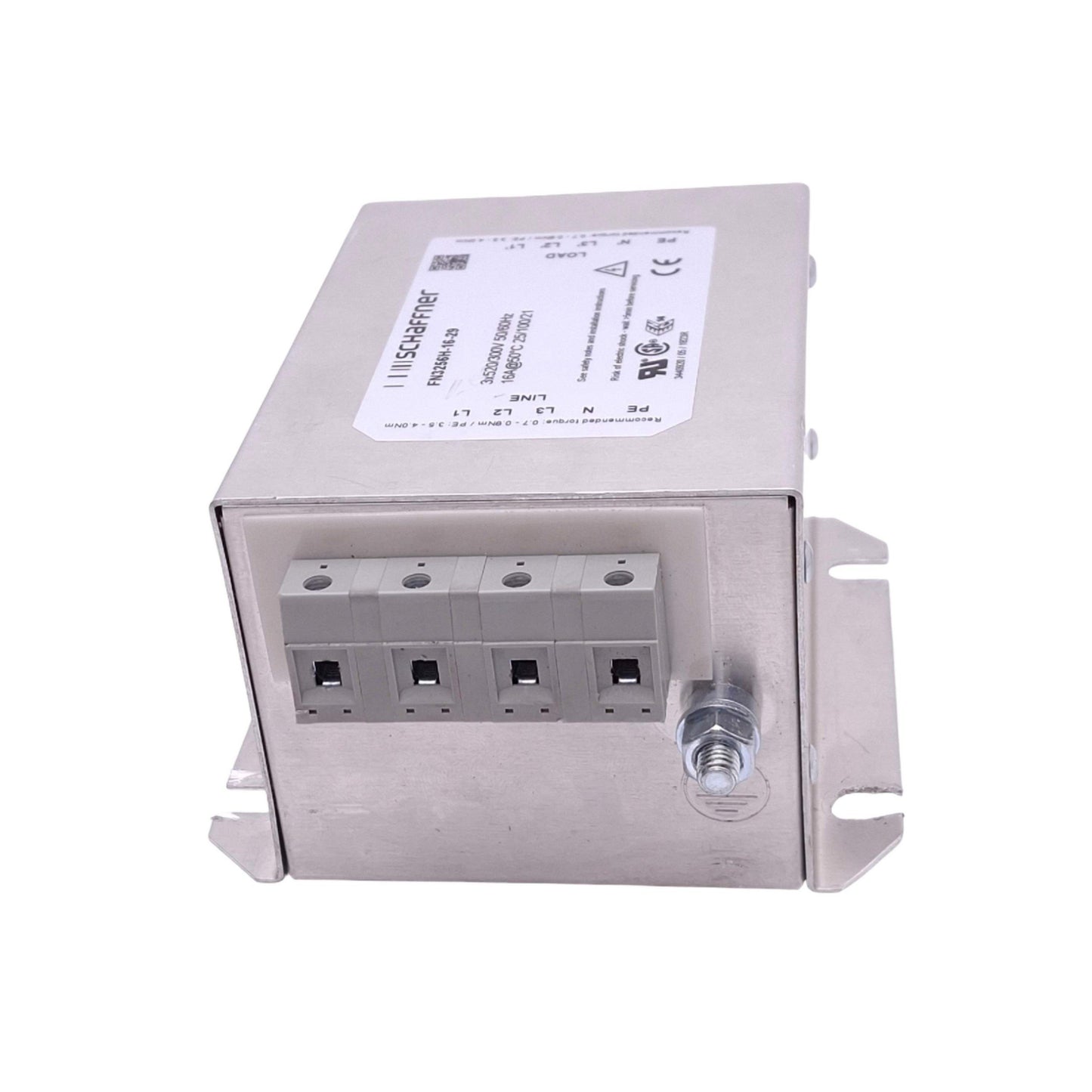 Used Schaffner FN3256H-16-29 Power Line Filter, 3-Phase 520/300VAC, 16A Max