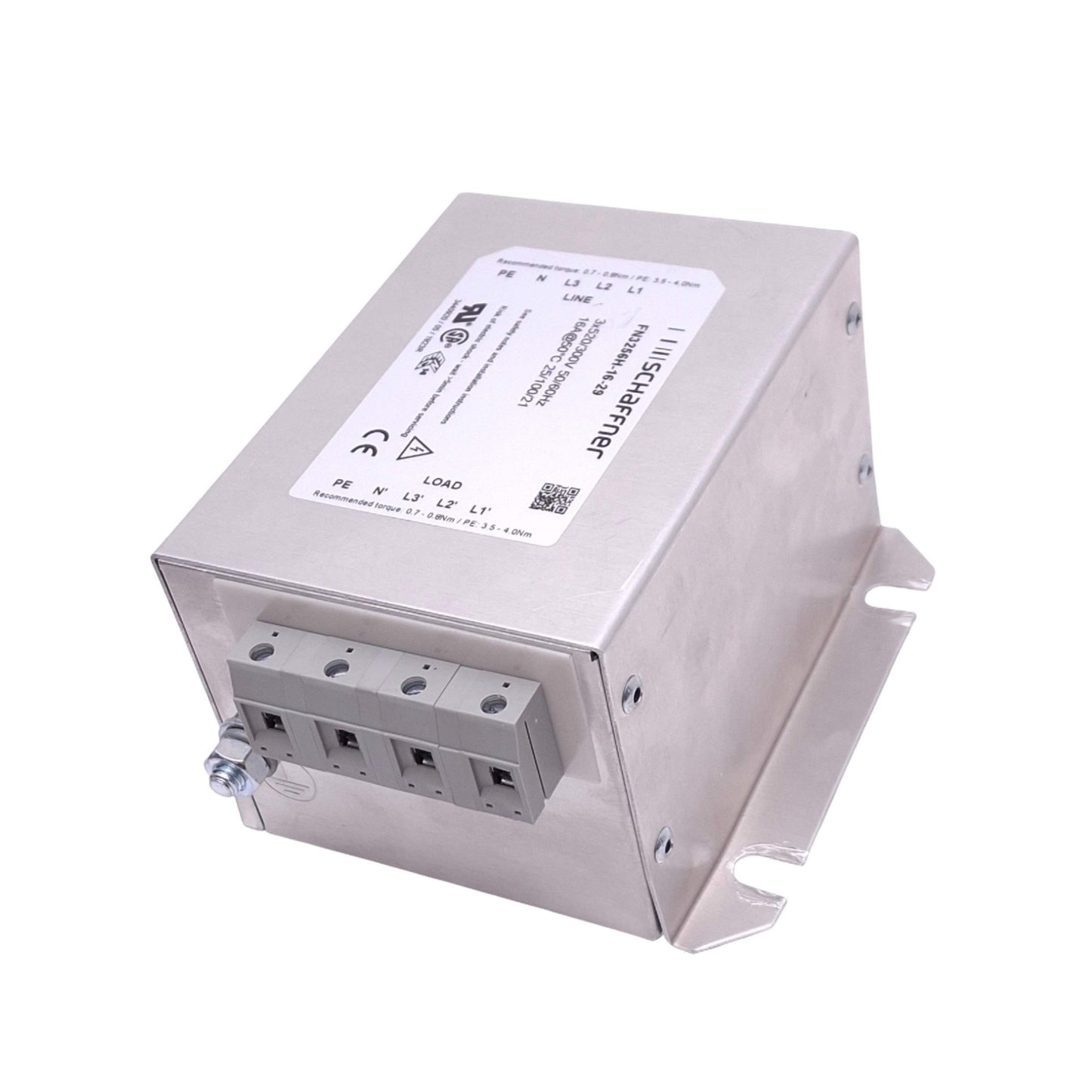 Used Schaffner FN3256H-16-29 Power Line Filter, 3-Phase 520/300VAC, 16A Max
