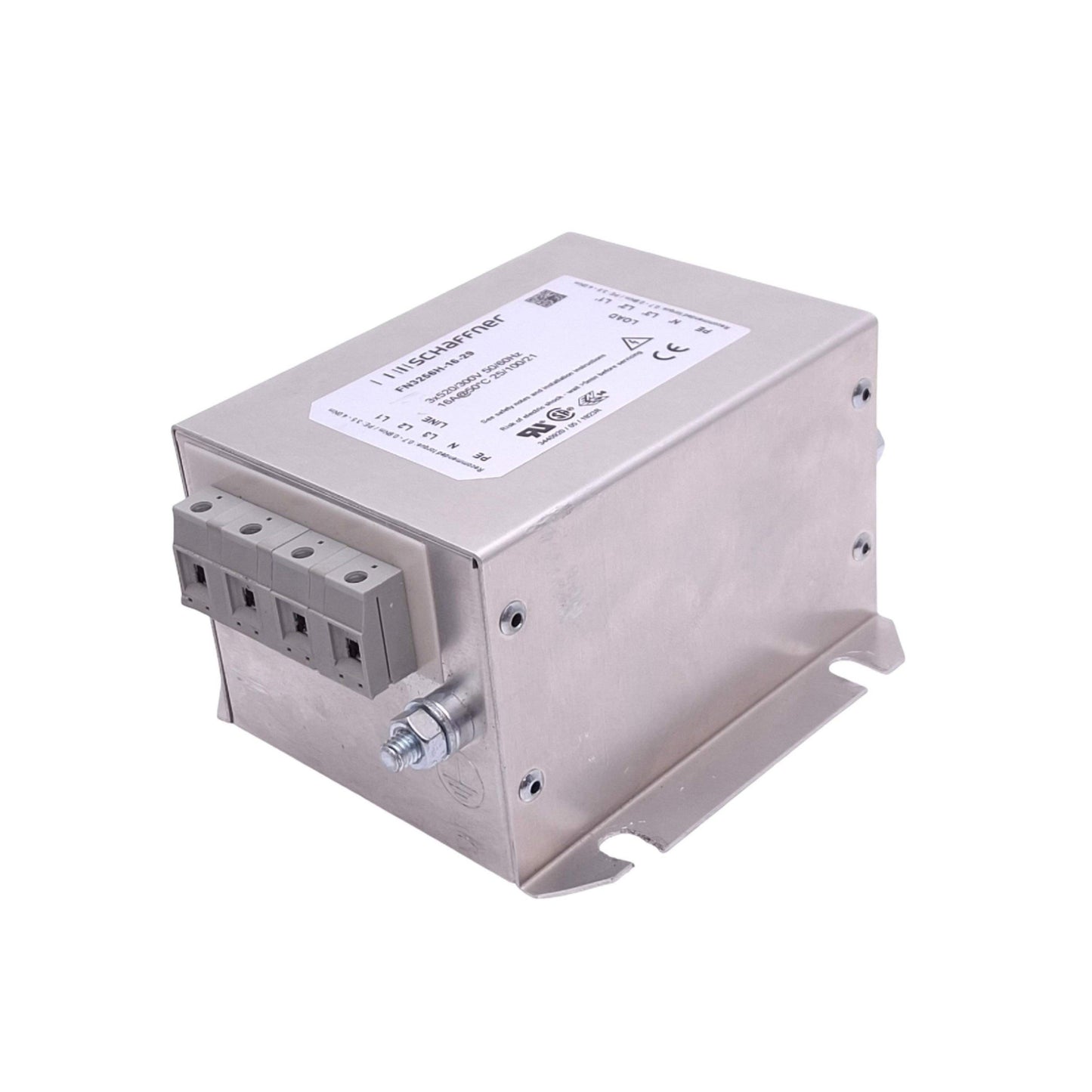 Used Schaffner FN3256H-16-29 Power Line Filter, 3-Phase 520/300VAC, 16A Max