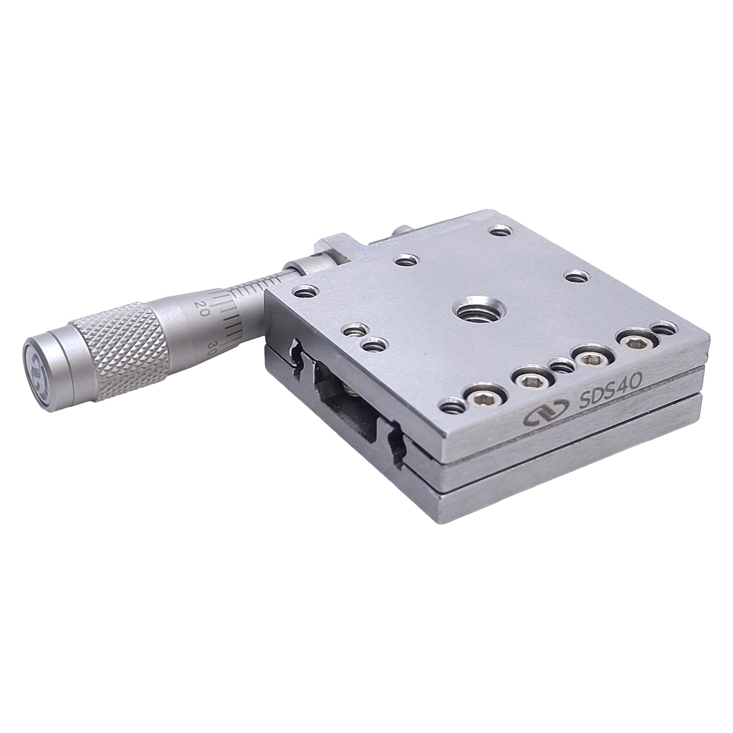 Used Newport SDS40 Manual Linear Stage 0.63in Travel, 1.57"x1.57", 1/4-20 Thread, 60N