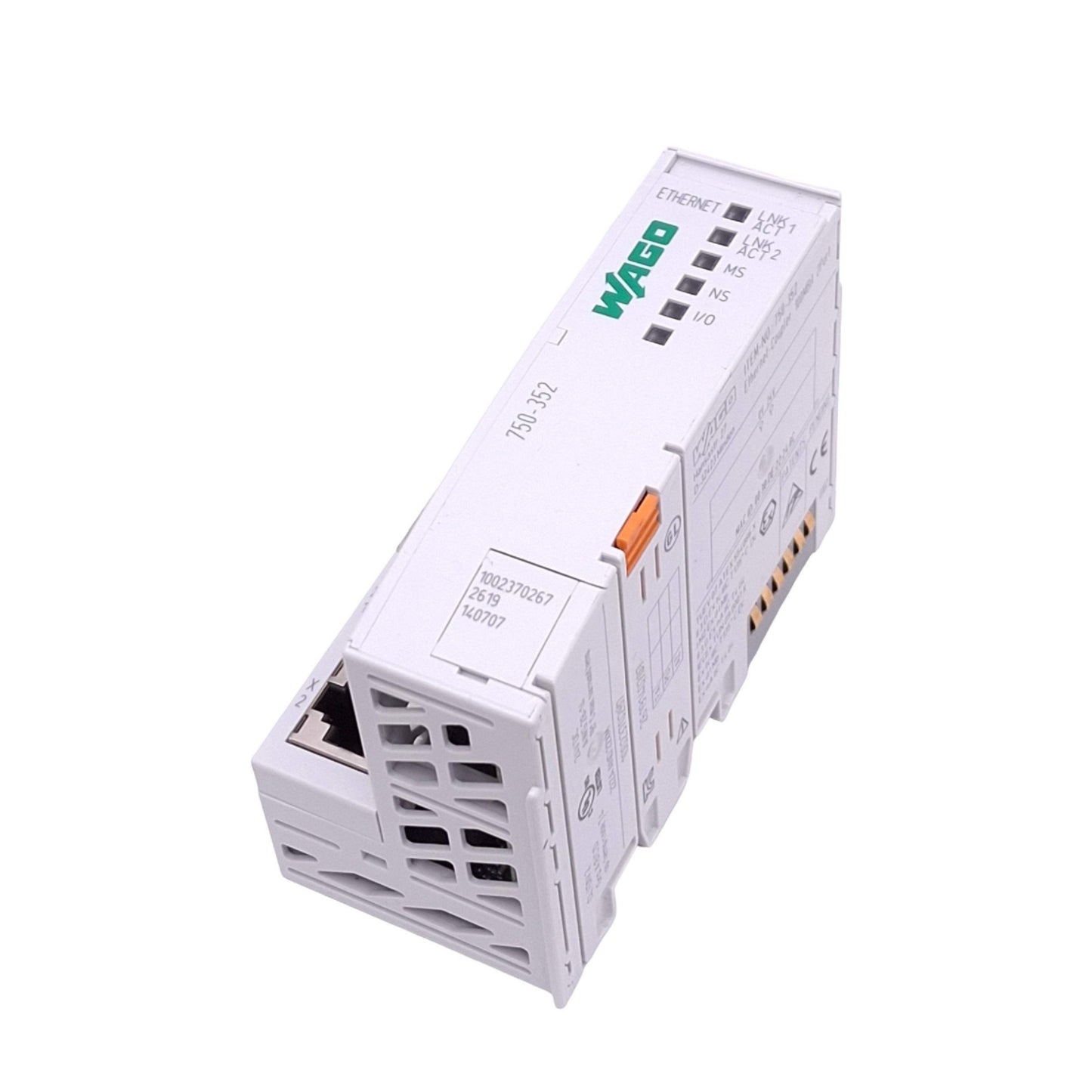 Used Wago 750-352 Ethernet Coupler Module, 2-Port RJ45 10/100Mbps, 24VDC, DIN Rail