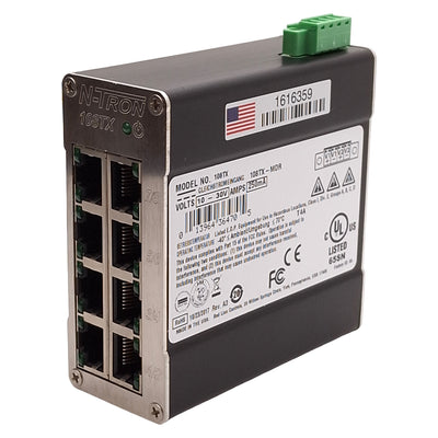 Used N-Tron 108TX-MDR Unmanaged Industrial Ethernet Switch, 8-Port, RJ45, 10-30VDC