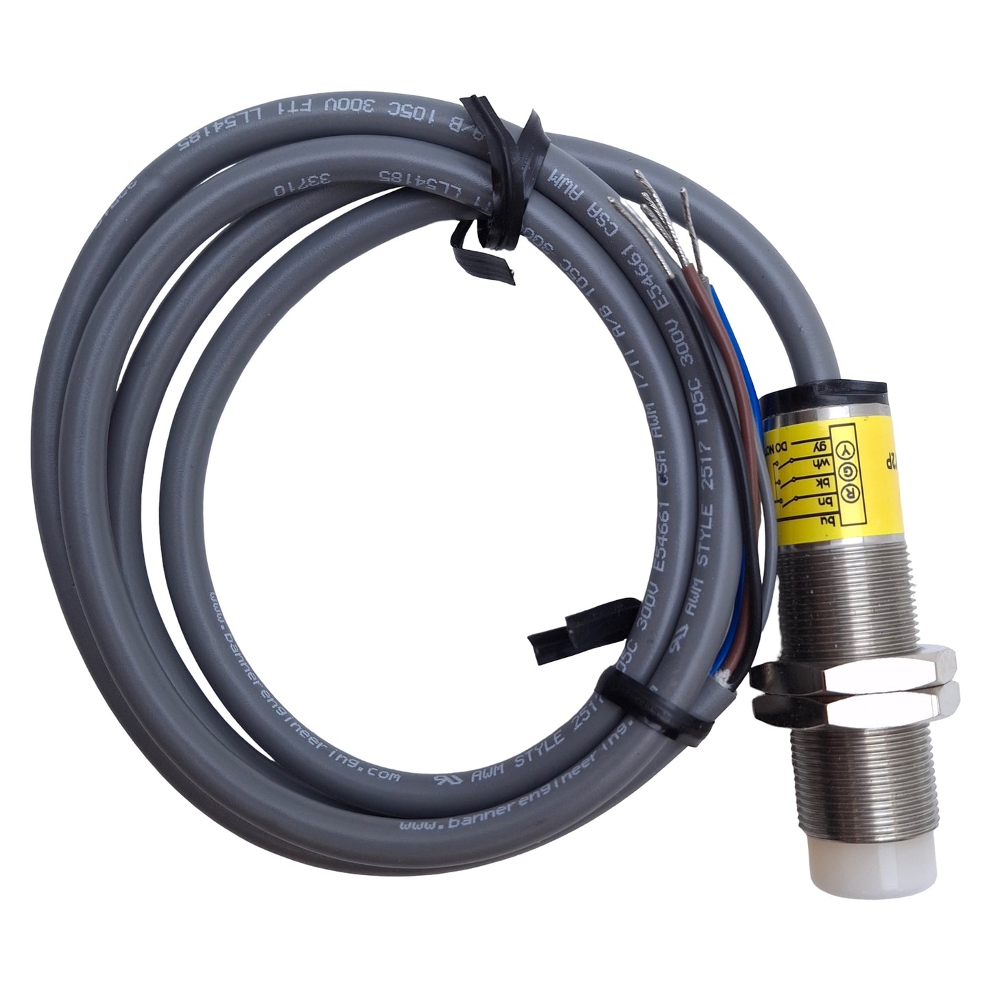 New – Open box Banner M18GRY2P LED Indicator M18 Barrel, PNP Input, 10-30VDC, 3ft Cable