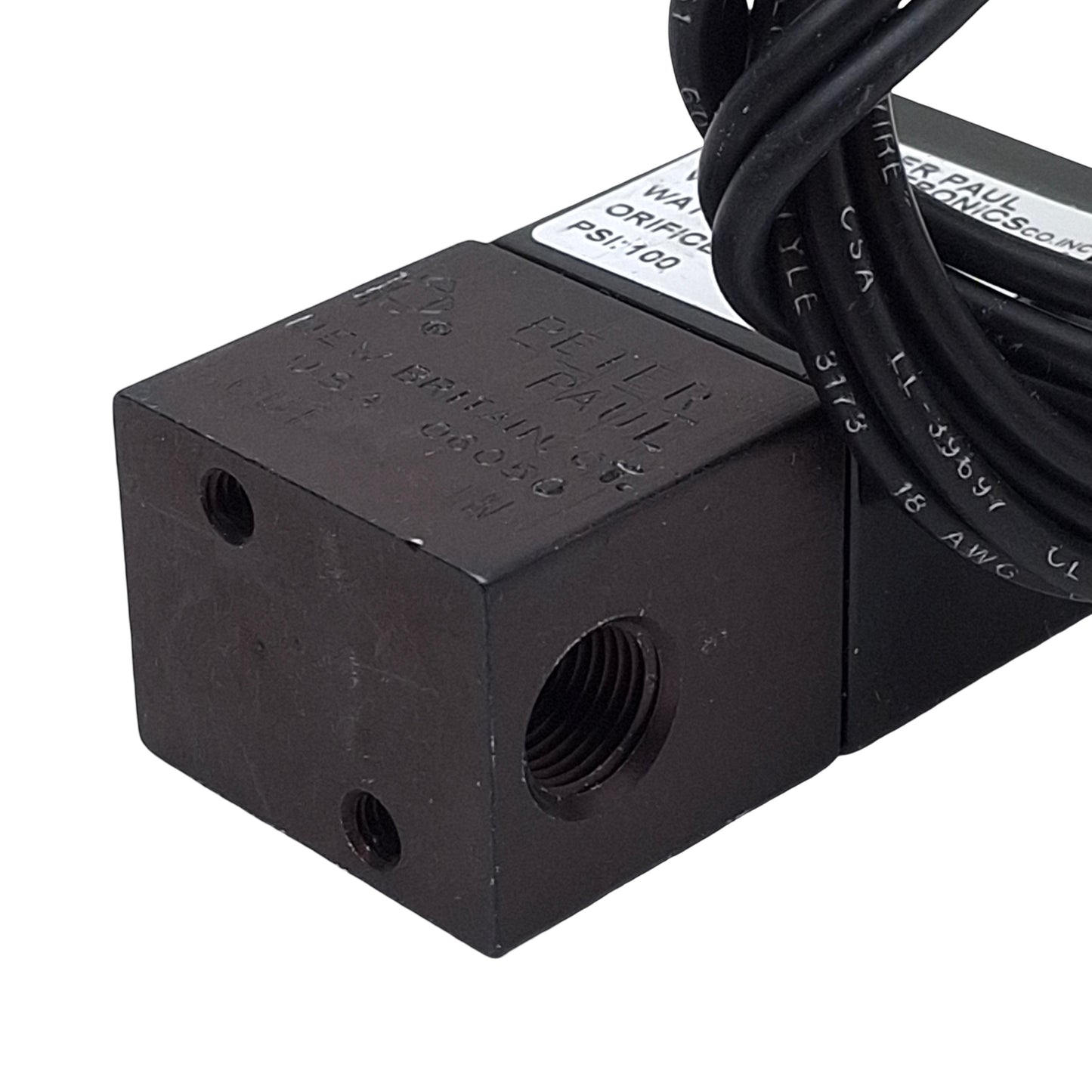 Used Peter Paul 152K2DGM Solenoid Valve, 2-Way NC, 1/8in NPT, 100psi Max, 24VDC Coil