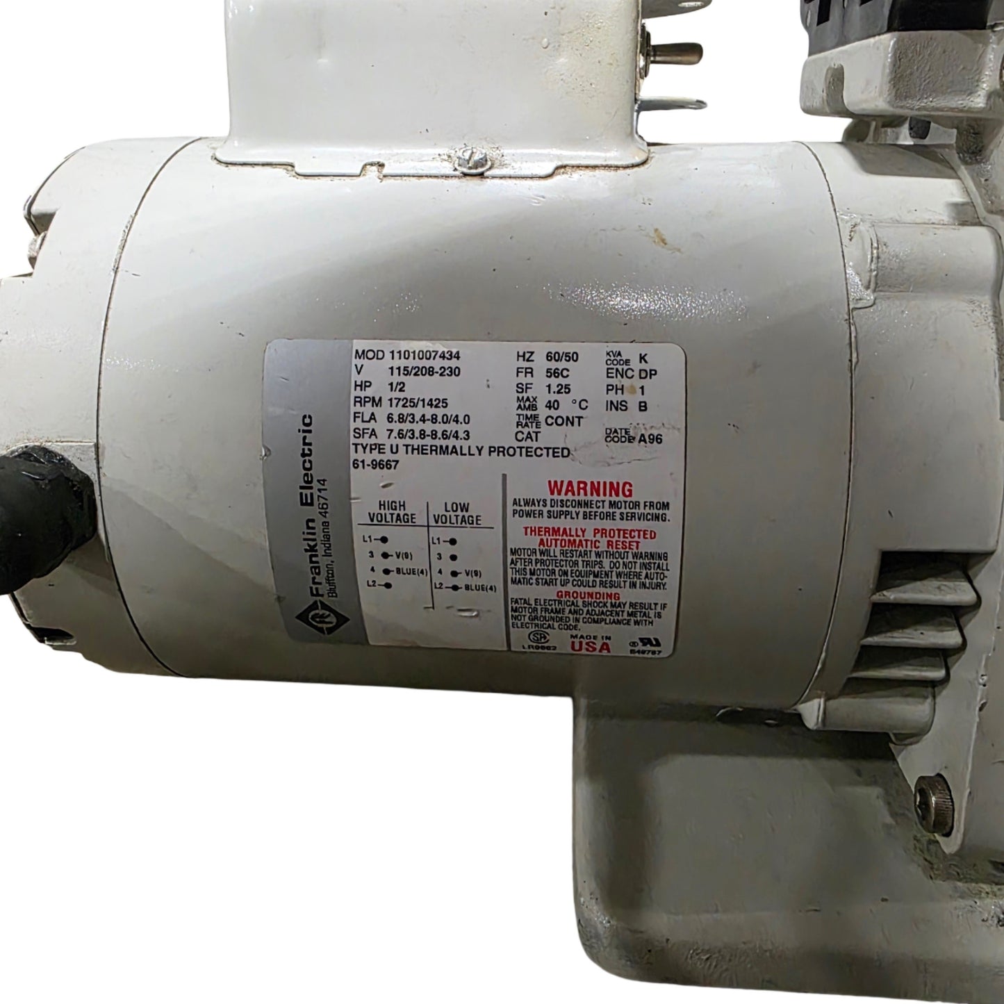 Used Welch 8920 DirecTorr Direct Drive Rotary Vane Vacuum Pump 7.7CFM, 1/2HP,120VAC