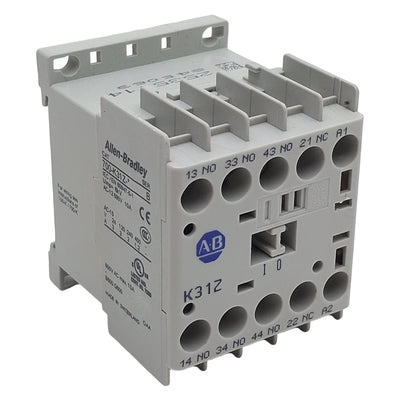 Used Allen Bradley 700-K31Z-DJ Control Relay, 4-Pole, 3NO-1NC, 600VAC 10A, 24VDC Coil