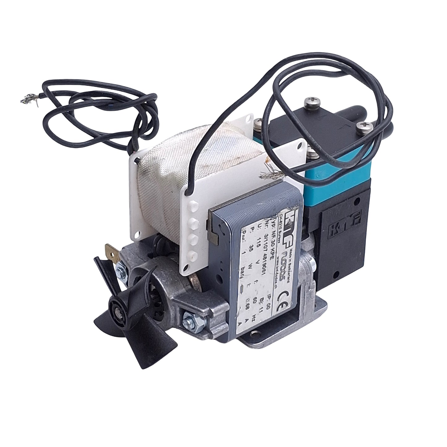 Used KNF NF30KPE Diaphragm Pump, 1bar, 115VAC 35W, 4mm Hose Barb, 6m Head, 0.3L/Min