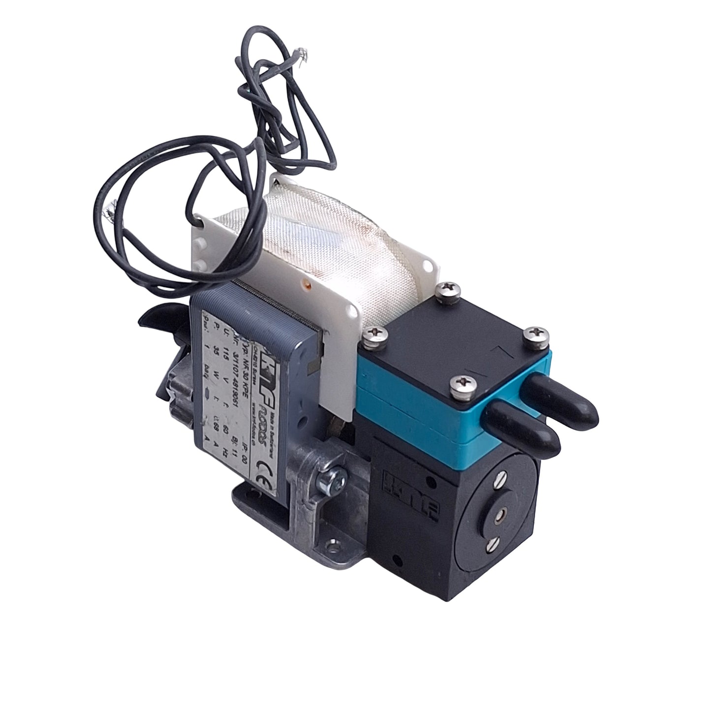 Used KNF NF30KPE Diaphragm Pump, 1bar, 115VAC 35W, 4mm Hose Barb, 6m Head, 0.3L/Min