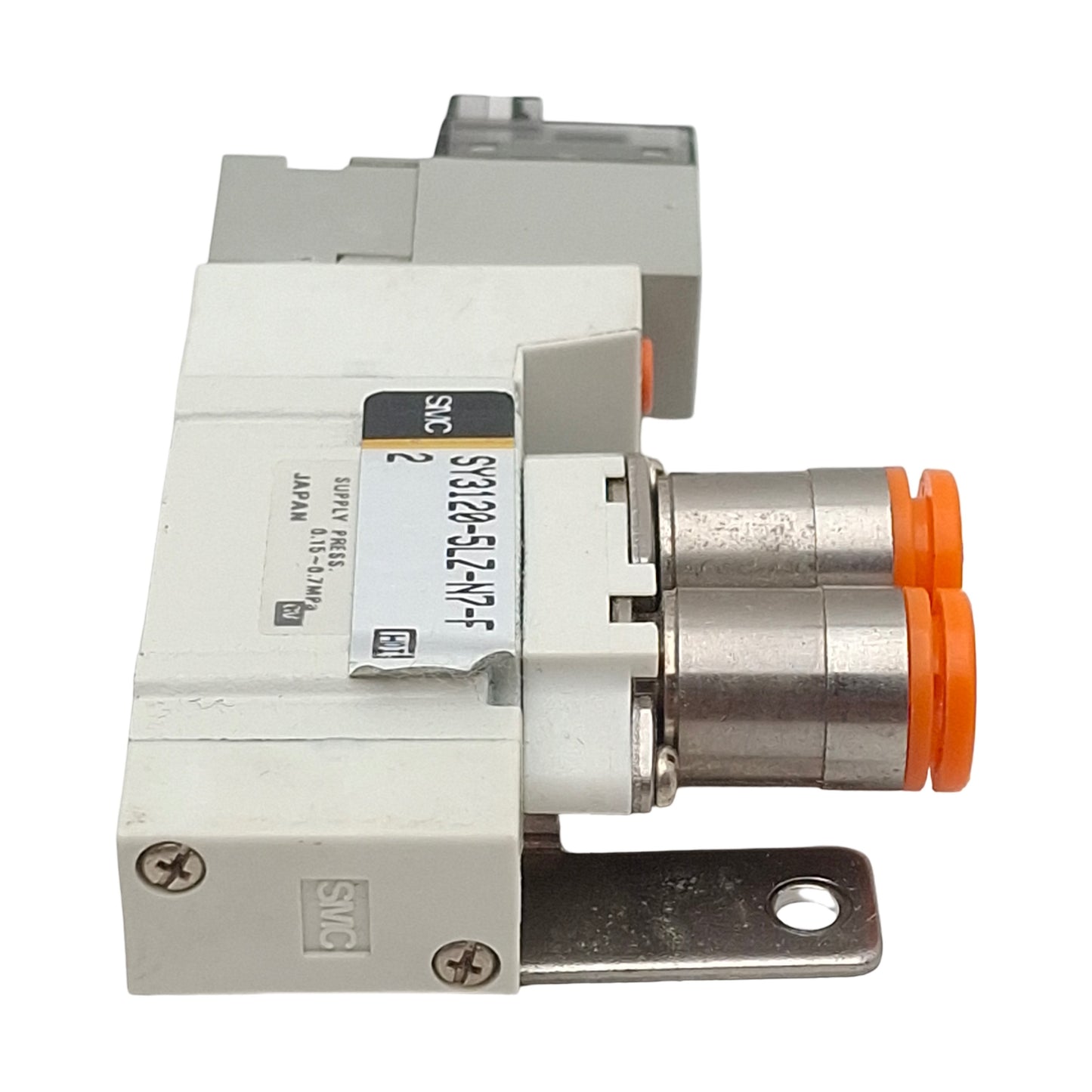 Used SMC SY3120-5LZ-N7-F2 Solenoid Valve, 5-Way, 1/4 Tube, 0.15-0.7MPa, 24VDC Coil