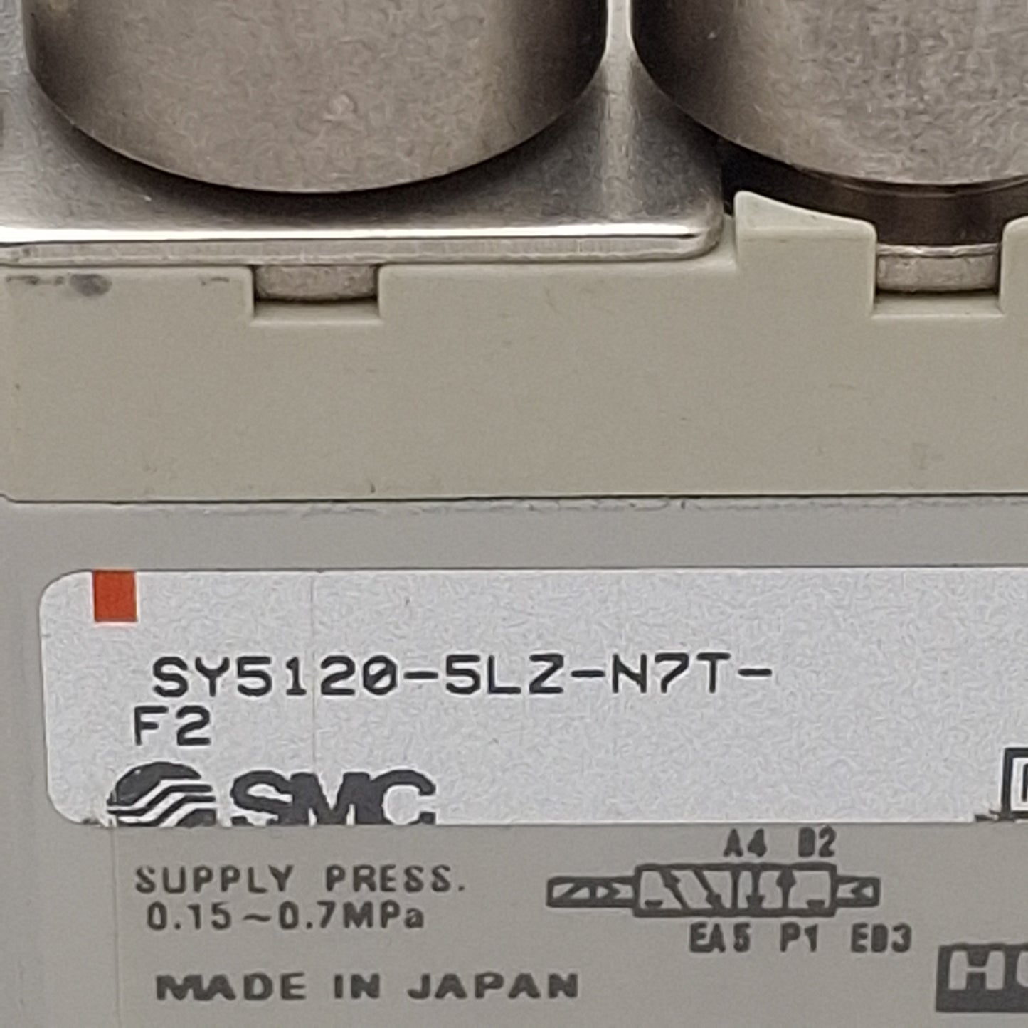 Used SMC SY5120-5LZ-N7T-F2 Solenoid Valve 5/2-Way, 1/4in Tube, 0.15-0.7MPa 24VDC Coil