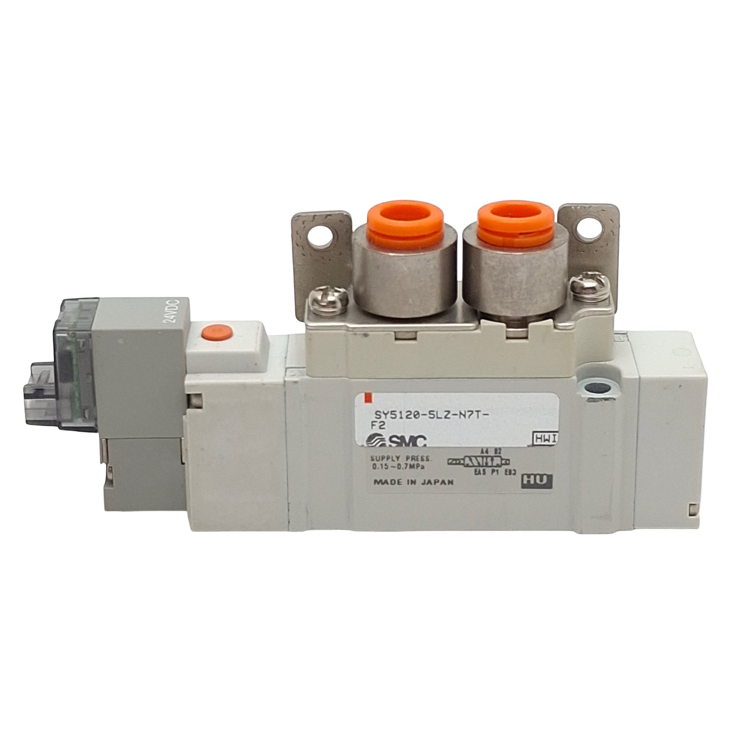 Used SMC SY5120-5LZ-N7T-F2 Solenoid Valve 5/2-Way, 1/4in Tube, 0.15-0.7MPa 24VDC Coil