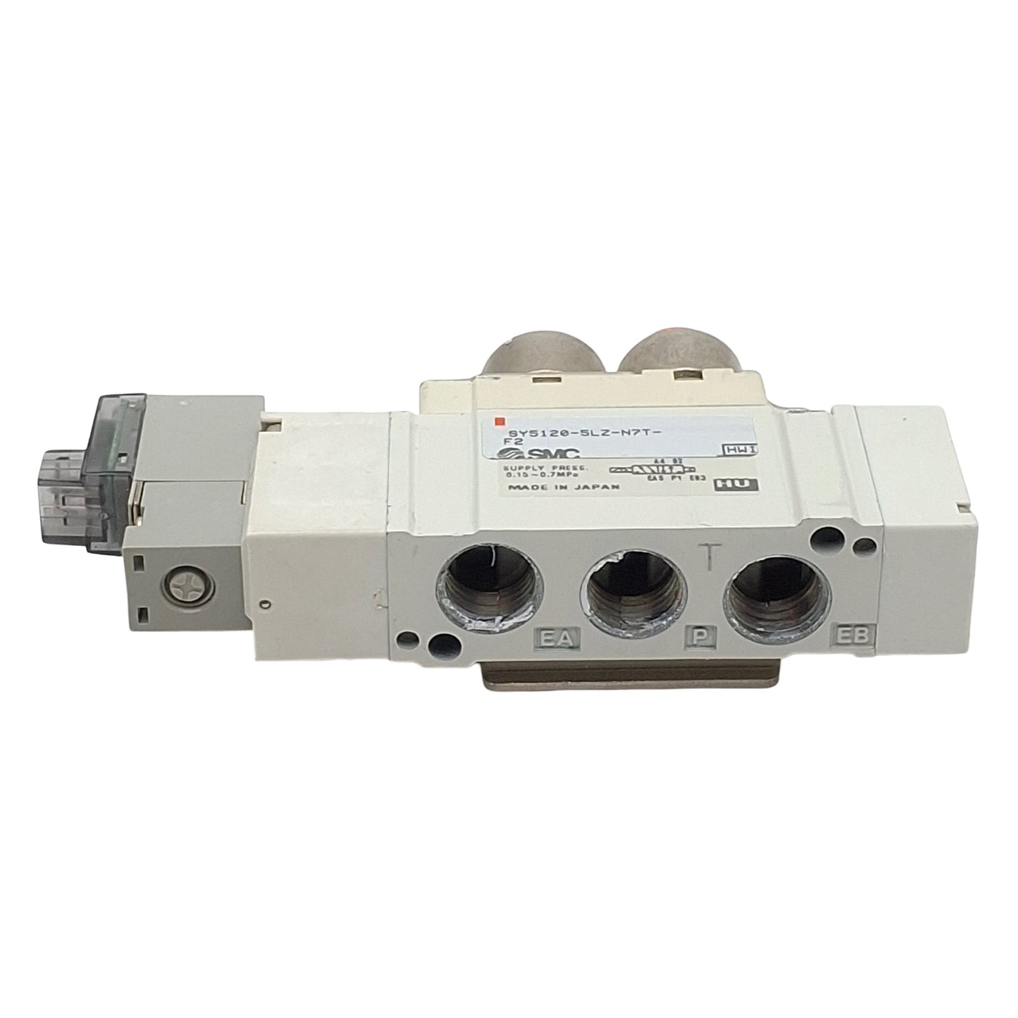 Used SMC SY5120-5LZ-N7T-F2 Solenoid Valve 5/2-Way, 1/4in Tube, 0.15-0.7MPa 24VDC Coil