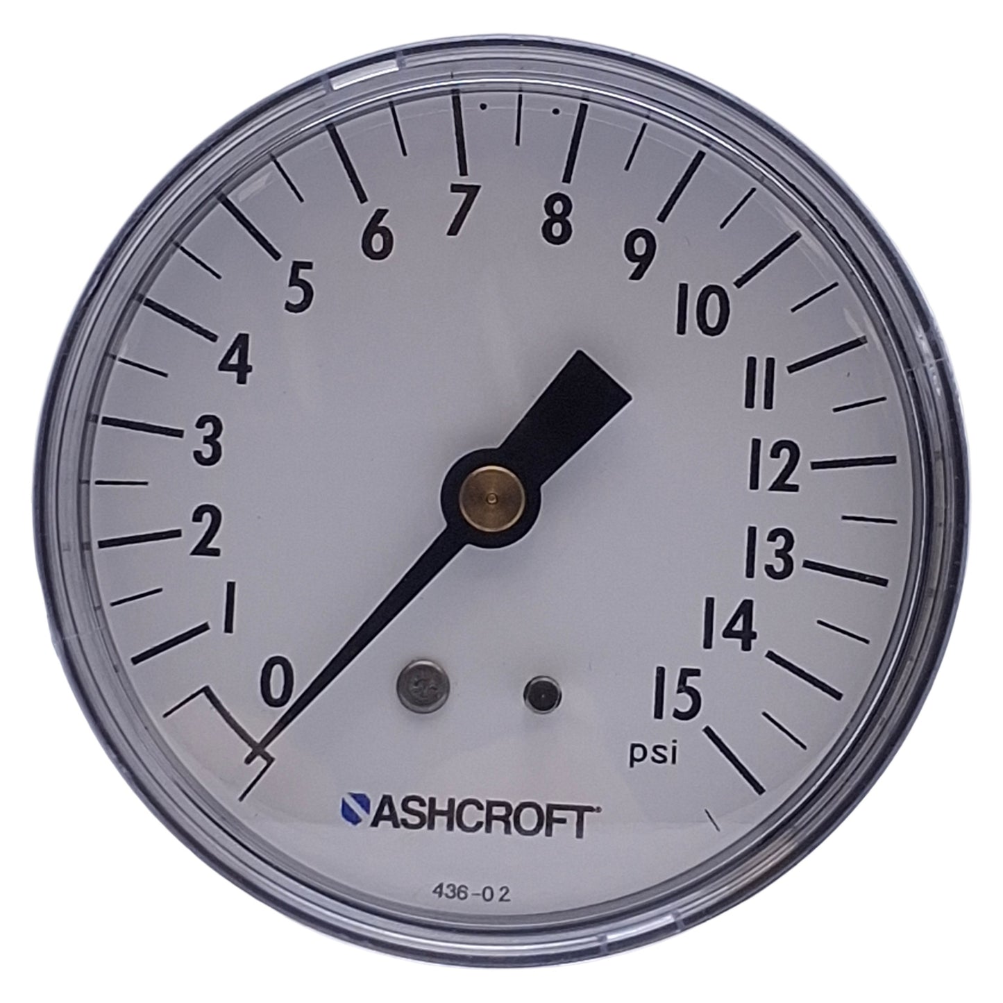 Used Lot of 2 Ashcroft 25W1005PH02B15# Pressure Gauge 0-15psi, 1/4" NPT, 2-1/2" Dial