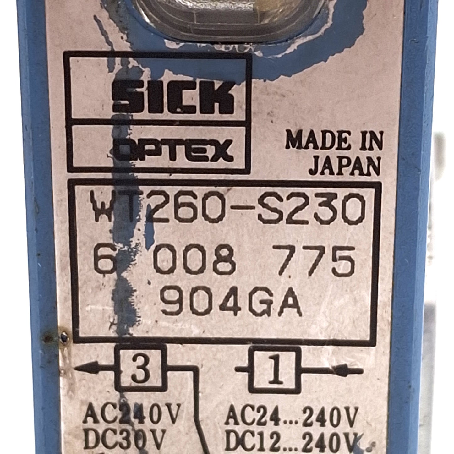 Used Sick WT260-S230 Photoelectric Sensor, 5mm-1.7m Range SPST-NO 24-240VAC/12-240VDC