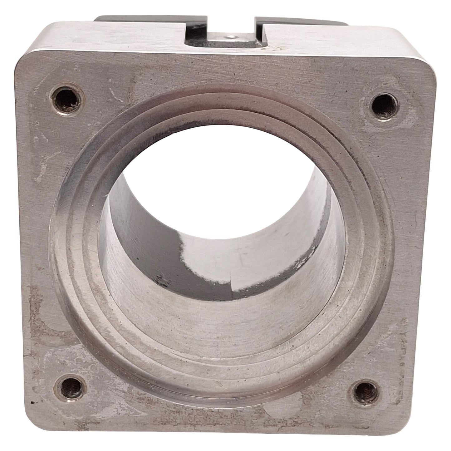 Used Aluminum Motor Coupler Adapter, 80mm Flange ø90mm Bolt Circle to NEMA 34
