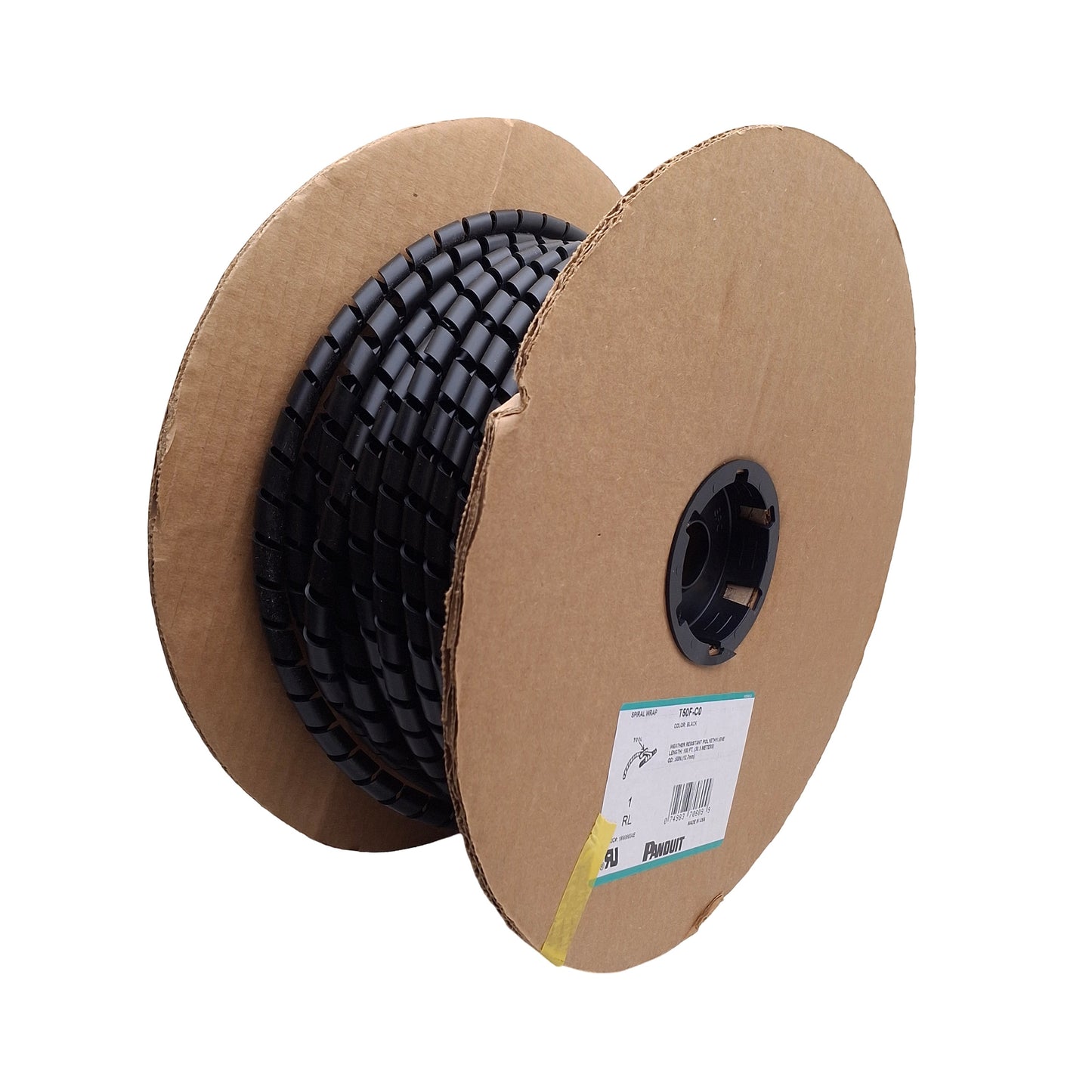 New – Open box Panduit T50F-C0 Spiral Wrap Wire Routing Cable Management Sleeve, ø1/2in x ~55ft