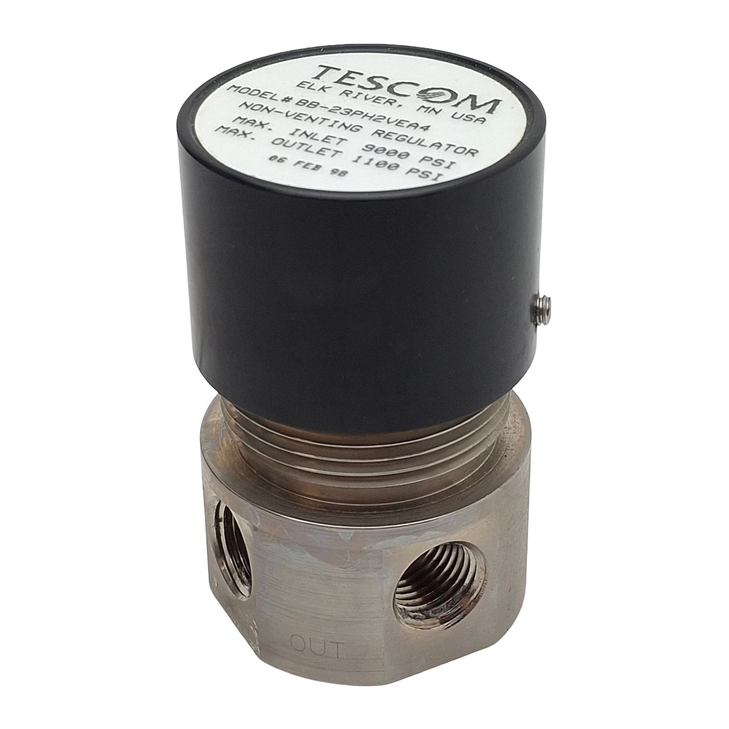 Used Tescom BB-23PH2VEA4 Non-Venting Regulator, 1/4in NPT, 9000psi In, 1100psi Set