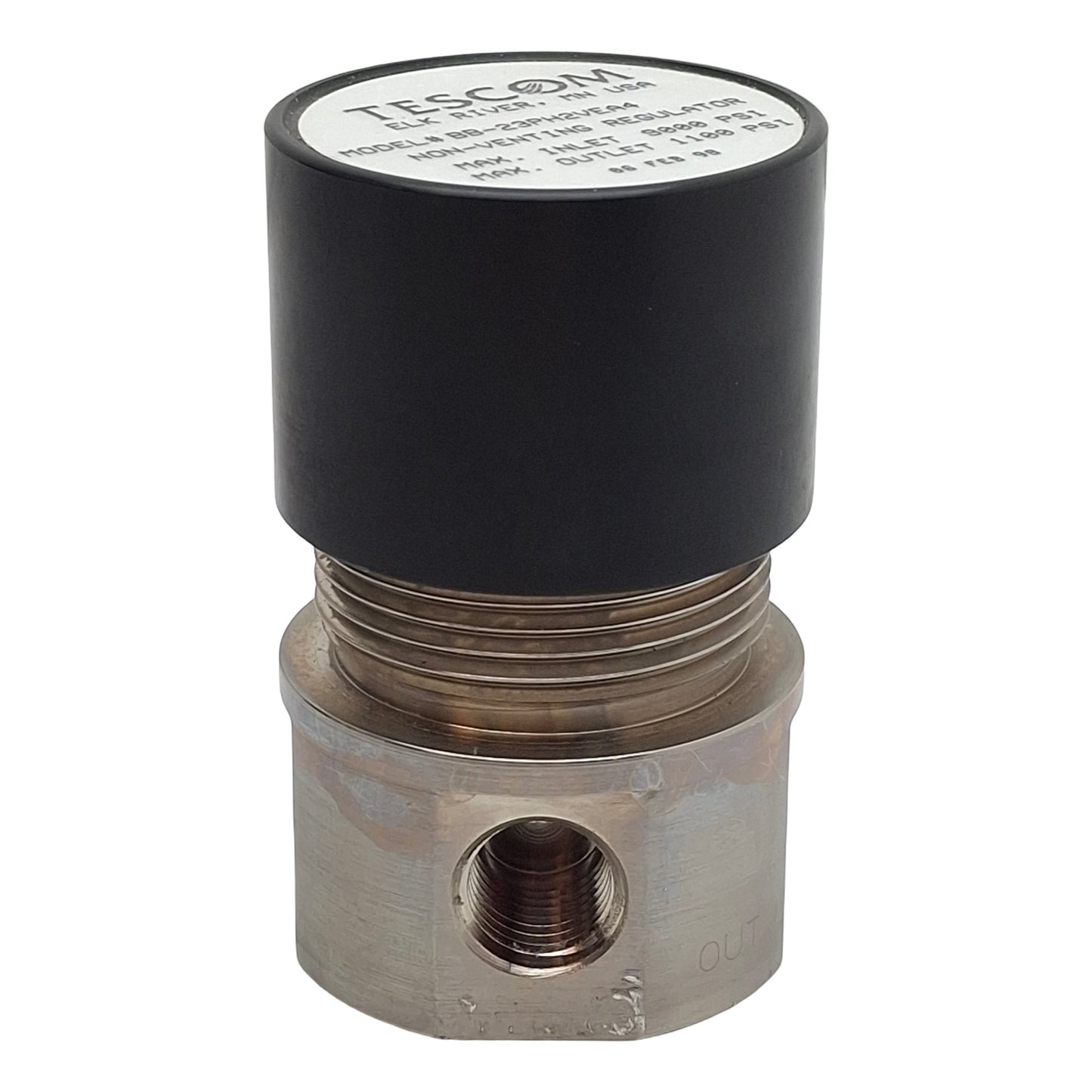 Used Tescom BB-23PH2VEA4 Non-Venting Regulator, 1/4in NPT, 9000psi In, 1100psi Set
