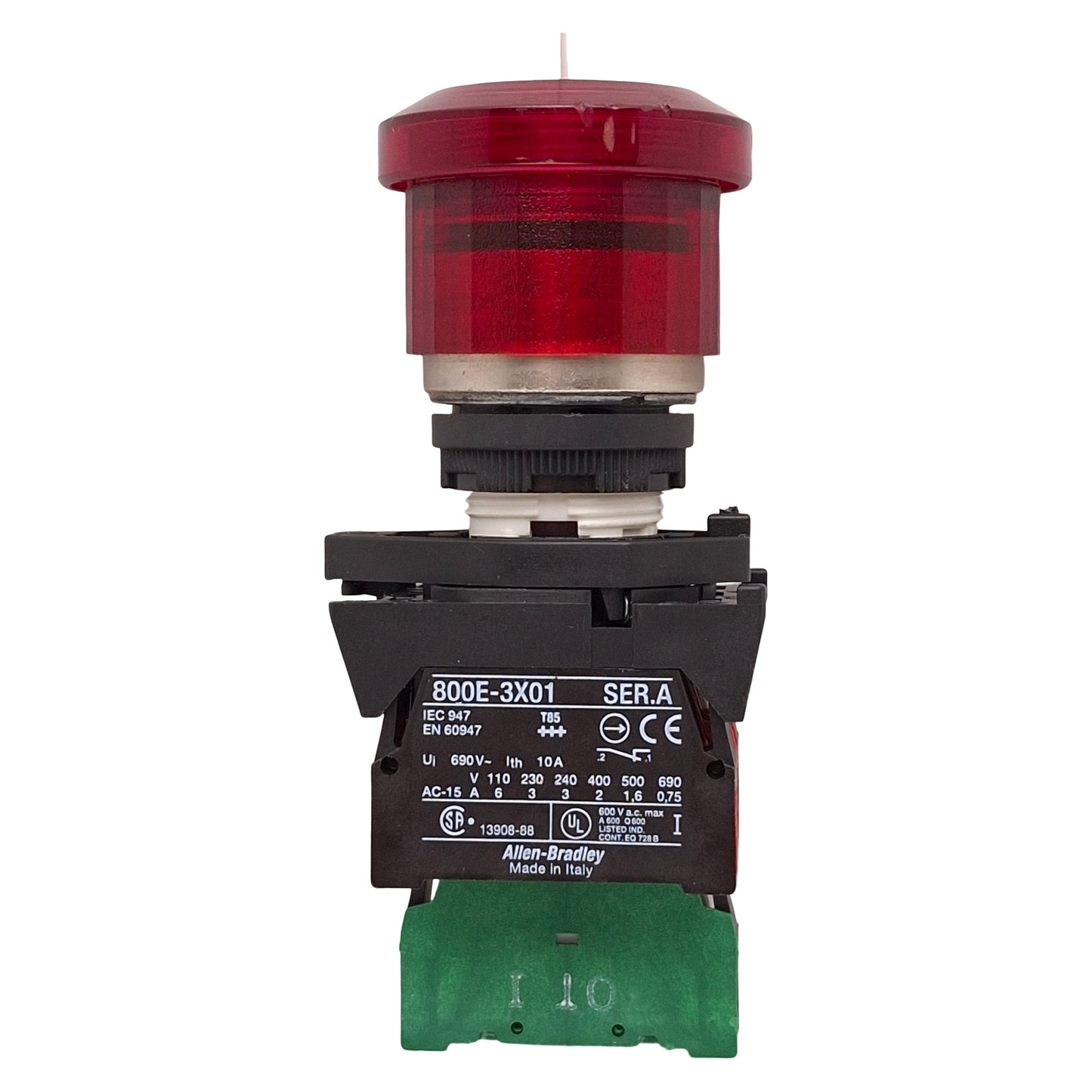 Used Allen Bradley 800ES-LMP24 Illuminated E-Stop Pushbutton, 2NC+1NO, 24V Lamp