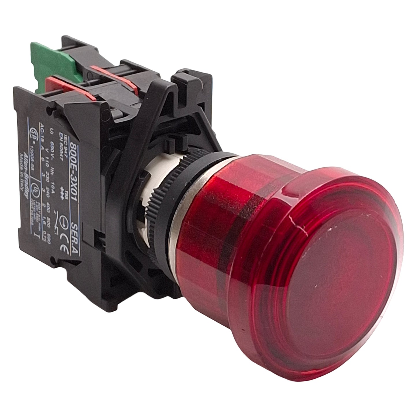Used Allen Bradley 800ES-LMP24 Illuminated E-Stop Pushbutton, 2NC+1NO, 24V Lamp