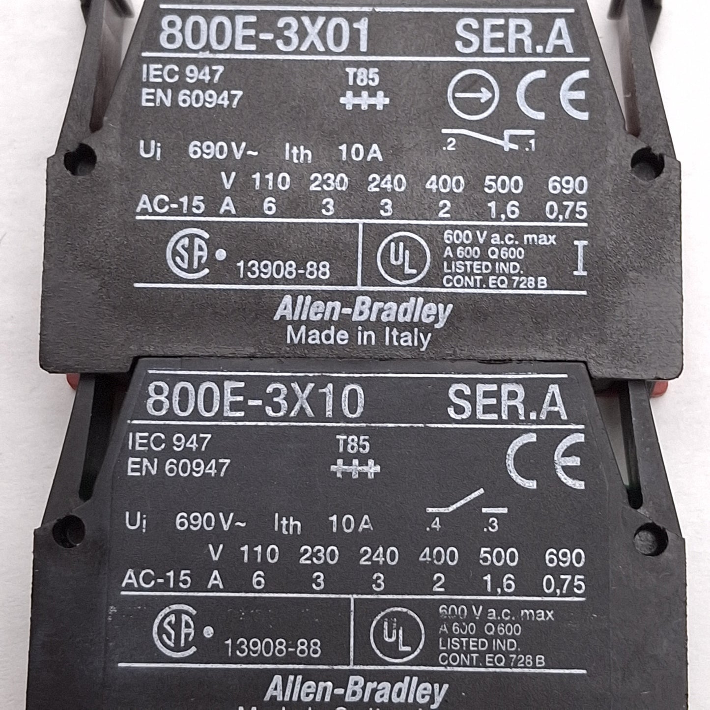 Used Allen Bradley 800ES-LMP24 Illuminated E-Stop Pushbutton, 2NC+1NO, 24V Lamp