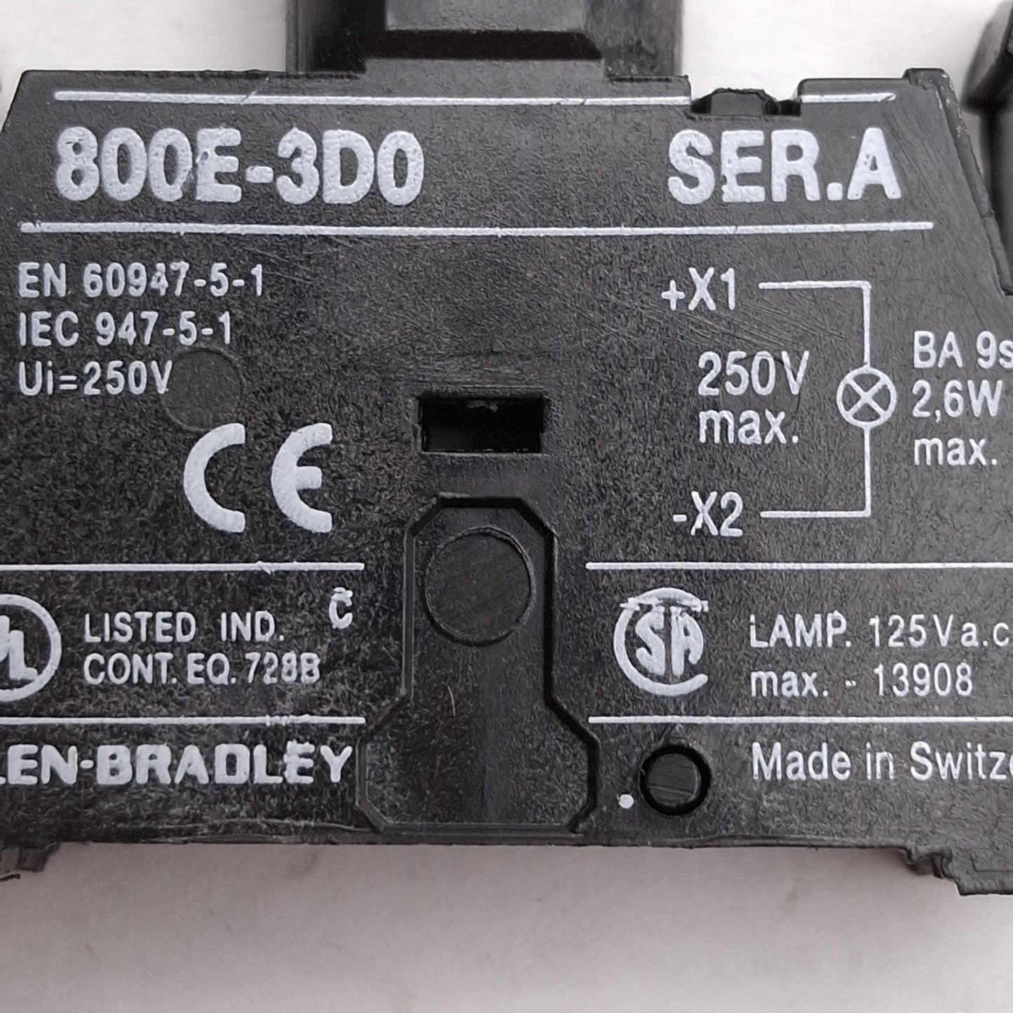 Used Allen Bradley 800ES-LMP24 Illuminated E-Stop Pushbutton, 2NC+1NO, 24V Lamp
