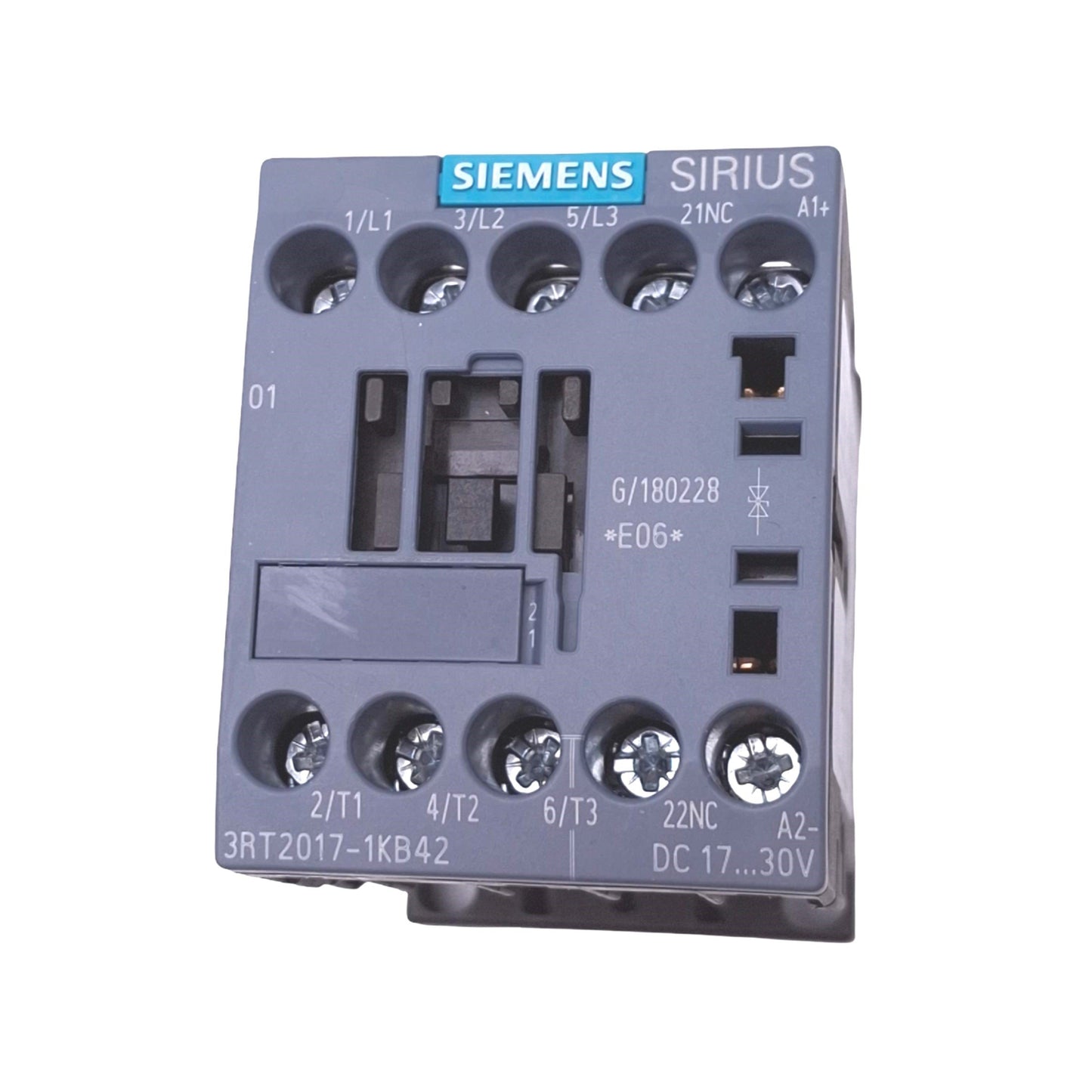 Used Siemens 3RT2017-1KB42 Contactor, 3-Pole NO, 1NC Aux, 12A Max, 24VDC Coil