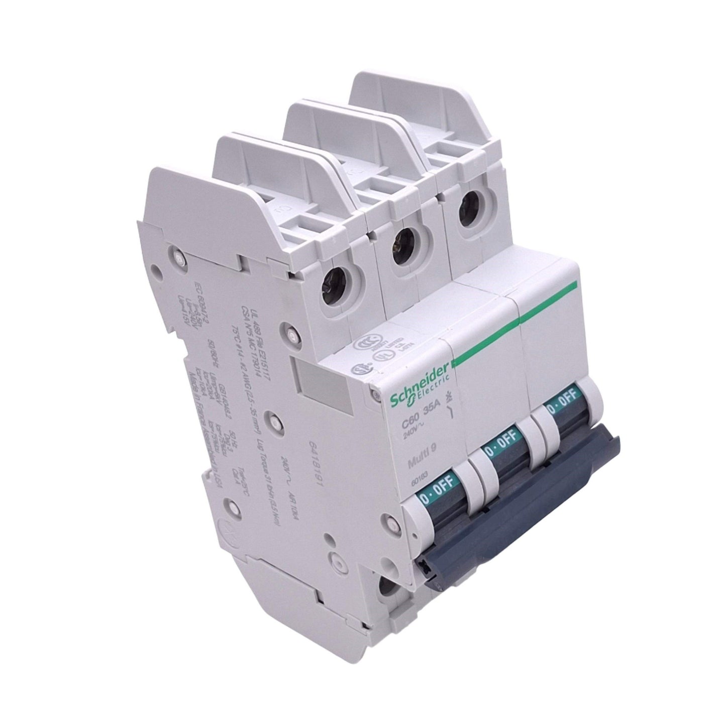 New Schneider Electric 60183 Multi9 C60 Circuit Breaker, 3-Pole 35A, 240VAC