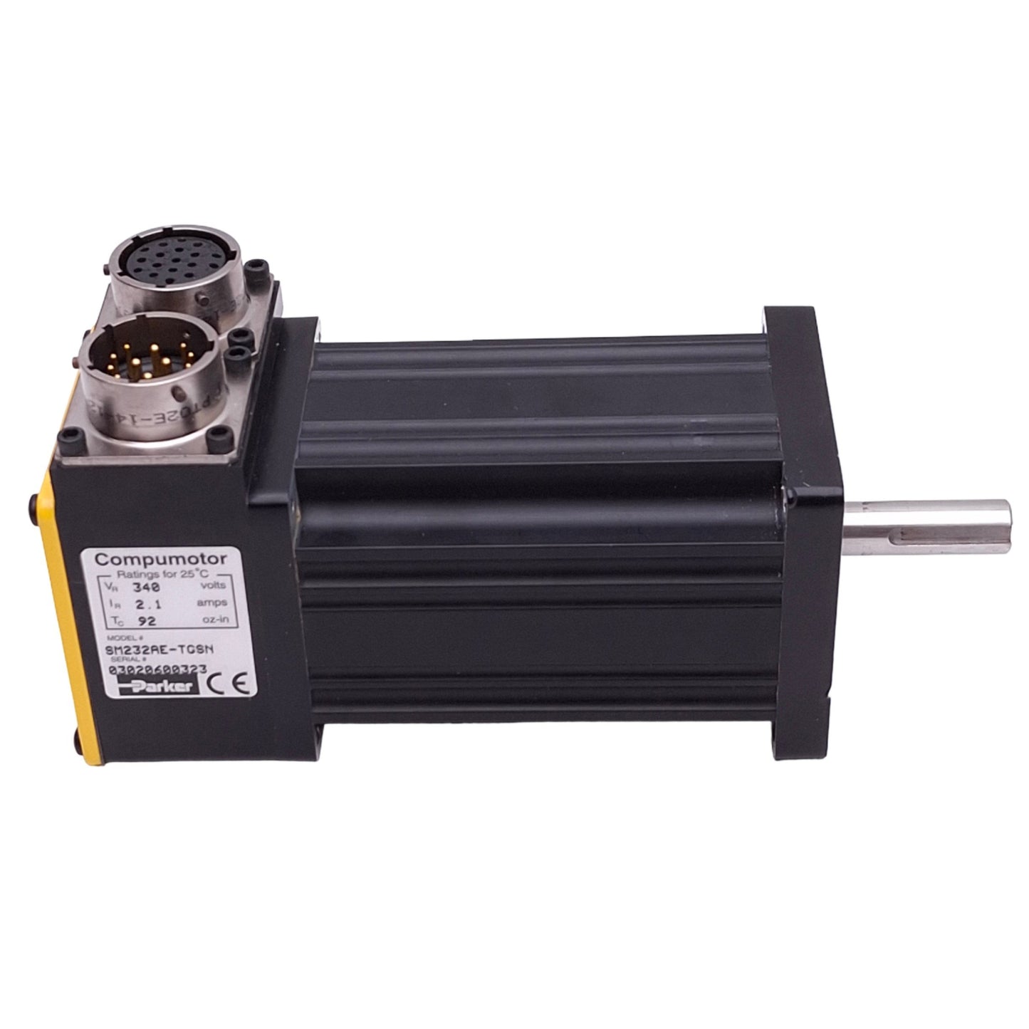 Used Parker SM232AE-TGSN Brushless Servo Motor, 340V 2.1A 92oz-in, 1000ppr, 7500rpm