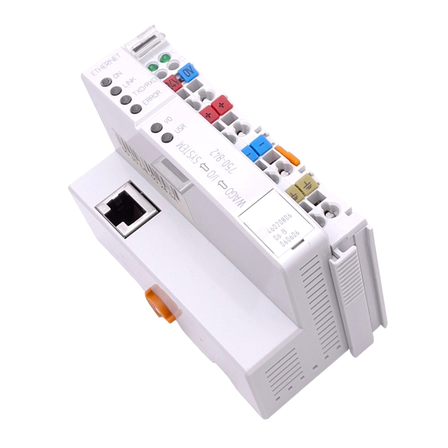 Used Wago 750-842 Ethernet Controller, 16-bit 128KB, RJ45 10/100Mbps, 24VDC, DIN Rail