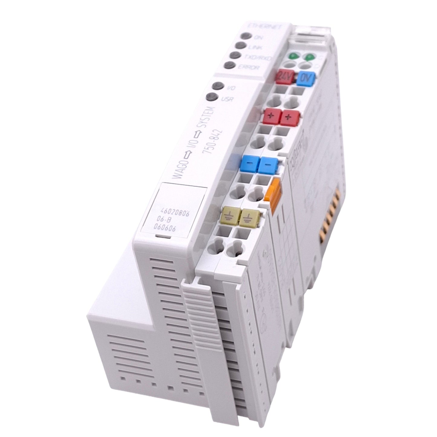Used Wago 750-842 Ethernet Controller, 16-bit 128KB, RJ45 10/100Mbps, 24VDC, DIN Rail