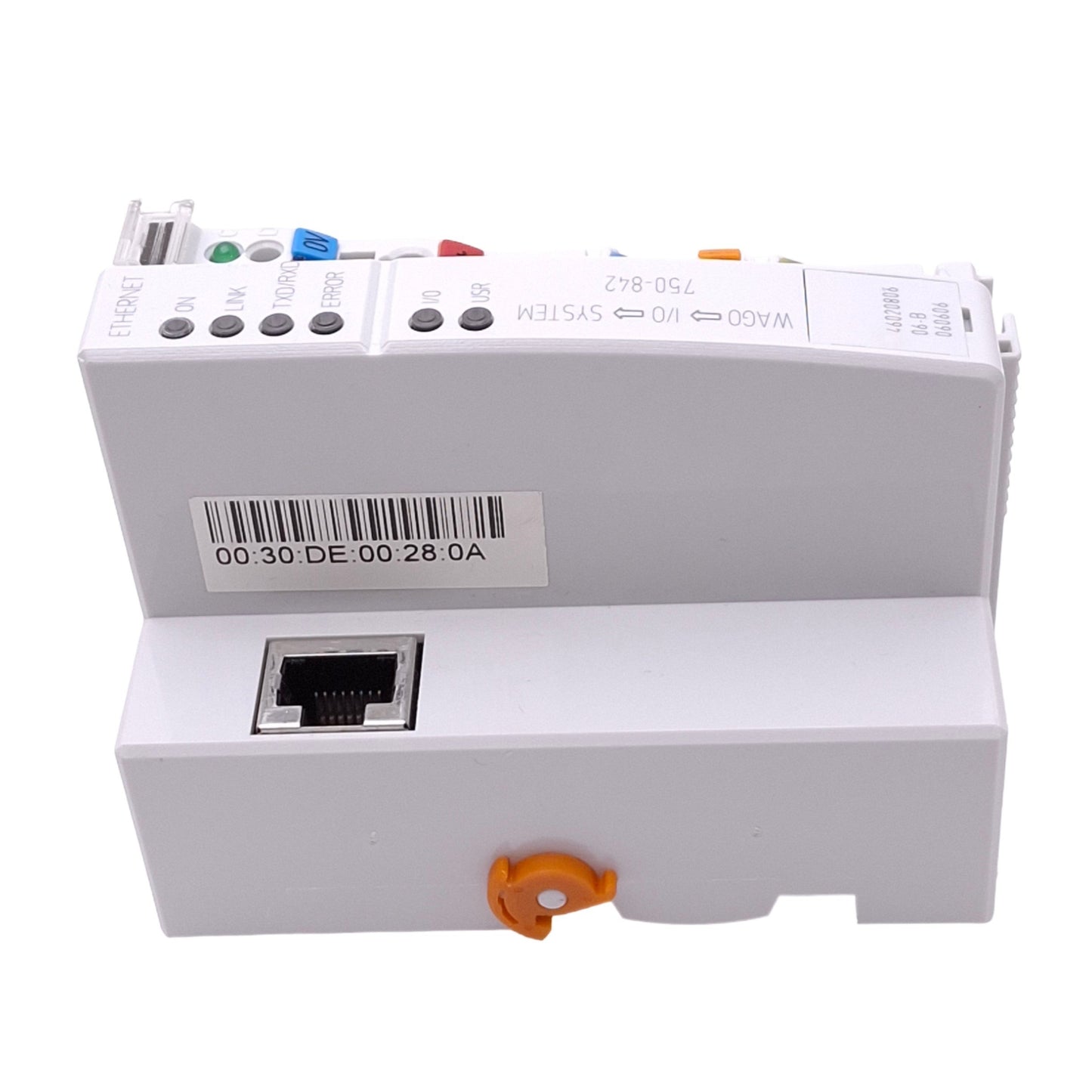 Used Wago 750-842 Ethernet Controller, 16-bit 128KB, RJ45 10/100Mbps, 24VDC, DIN Rail