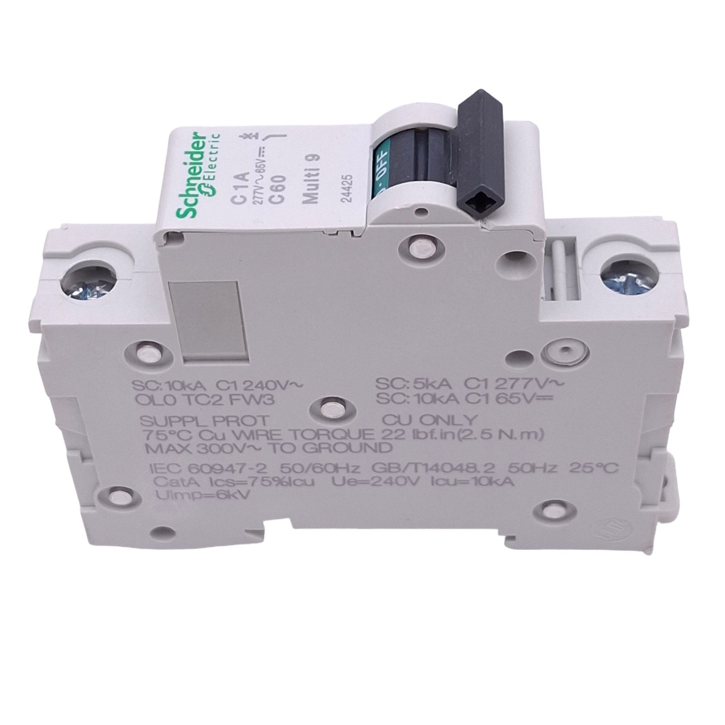 New – Open box Schneider Electric 24425 Multi9 Circuit Breaker, 277VAC/65VDC Max, 1A, DIN Rail