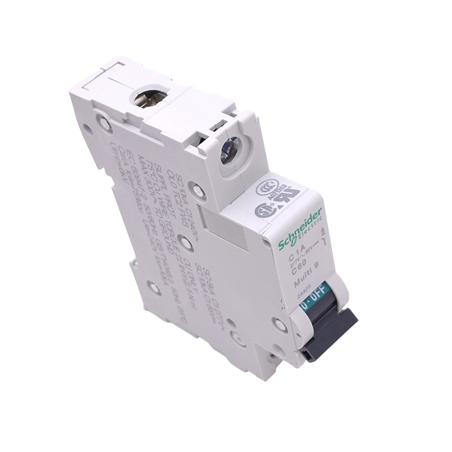 New – Open box Schneider Electric 24425 Multi9 Circuit Breaker, 277VAC/65VDC Max, 1A, DIN Rail