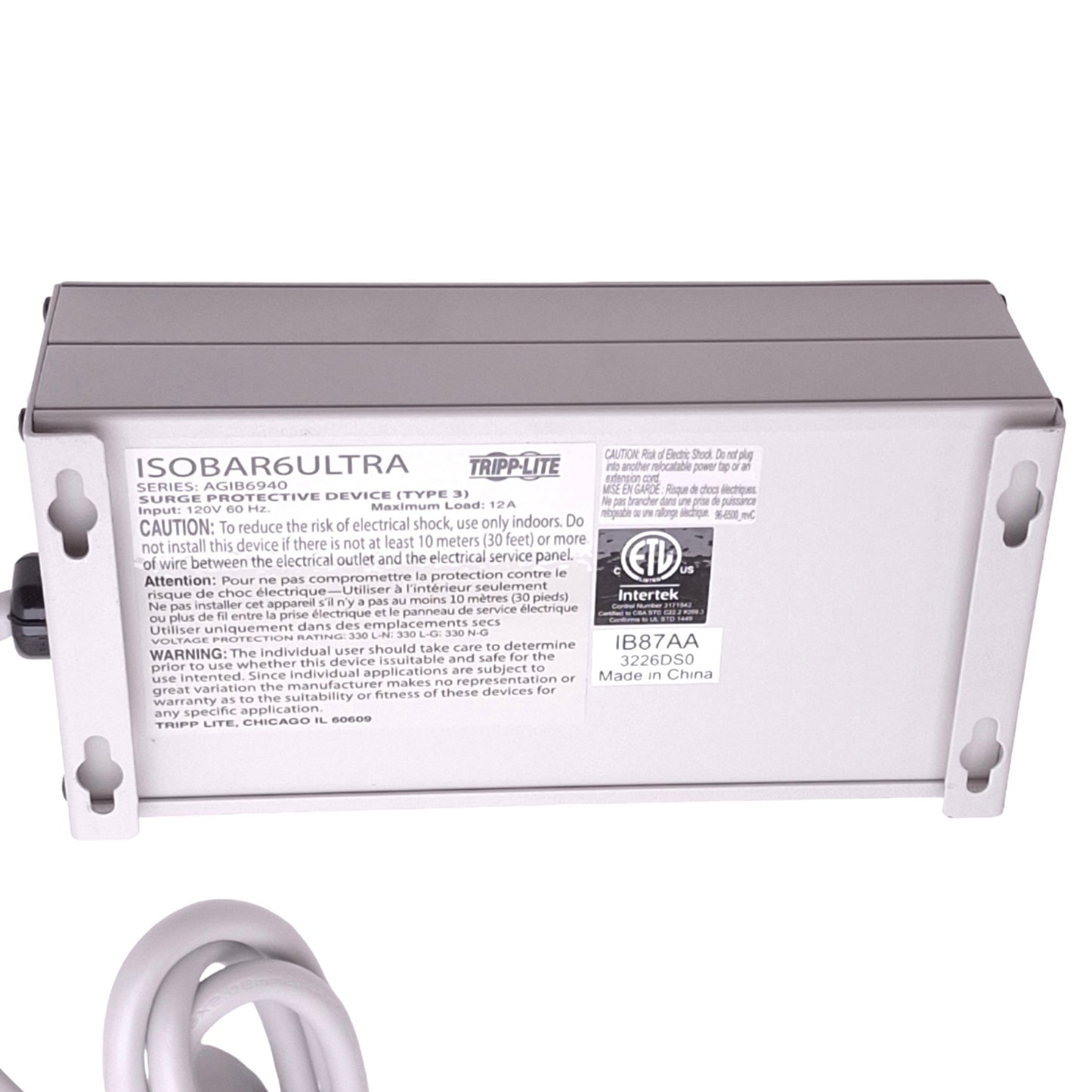 New Tripp Lite ISOBAR6ULTRA Diagnostic Surge Suppressor, 120VAC 12A, 6-Outlet