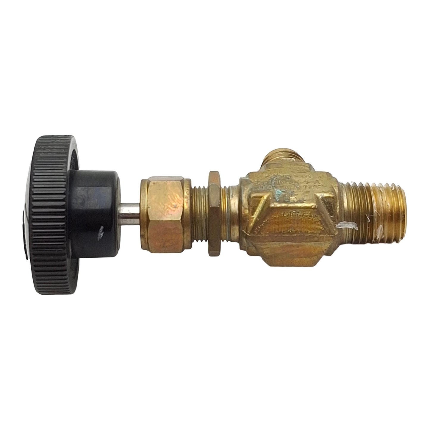 Used Swagelok B-1RM4-S4-A Needle Valve, 1/4in NPT Male x 1/4in Tube, 3000psi, 0.37Cv