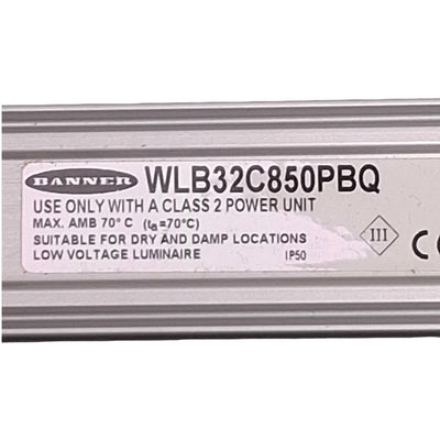 Used Banner WLB32C850PBQ LED Light Bar 850mm Length, 4-Pin M12 Connector, 12-30VDC